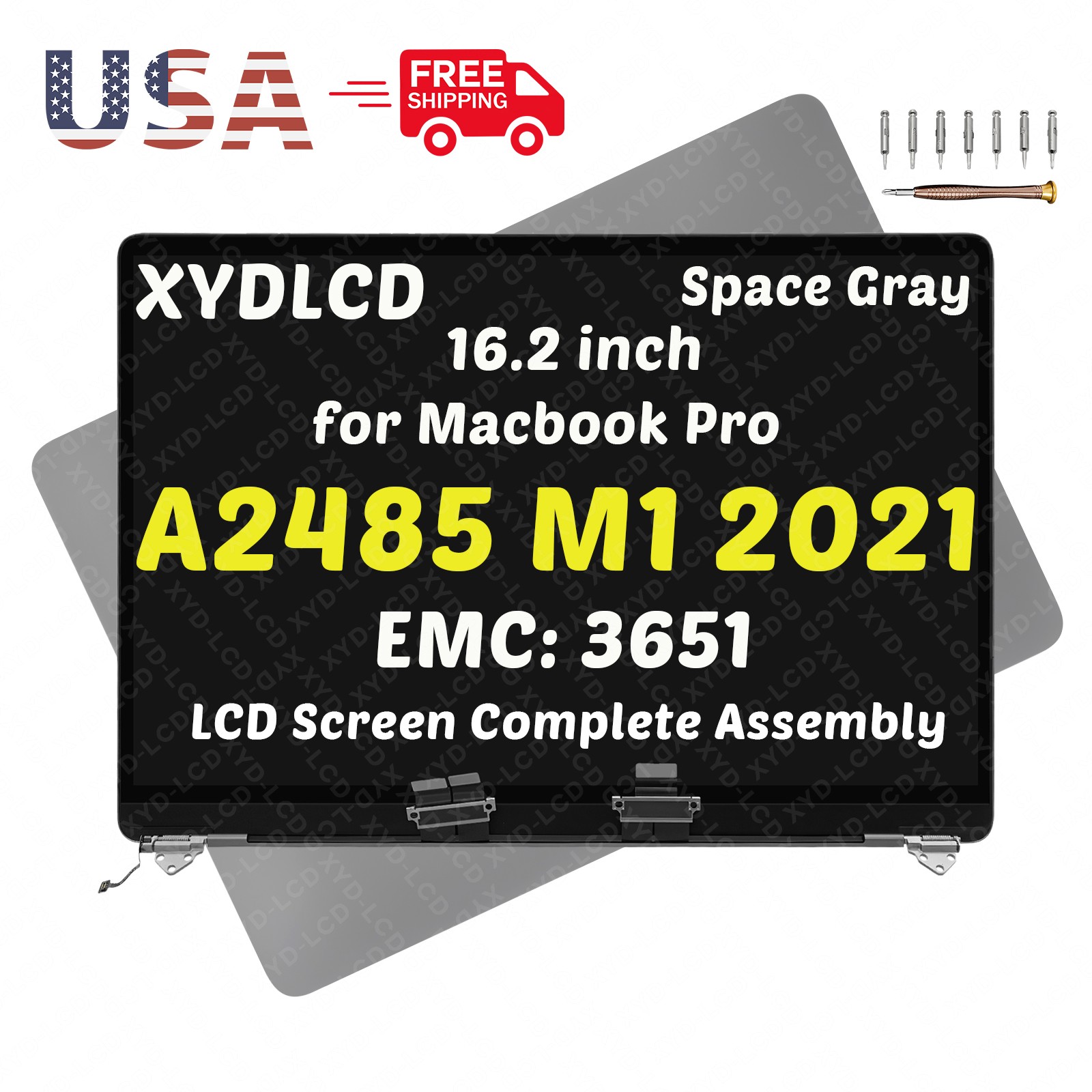 for Apple Macbook Pro 16″ A2485 EMC 3651 MK1A3LL/A MK1E3LL/A LCD Screen Assembly