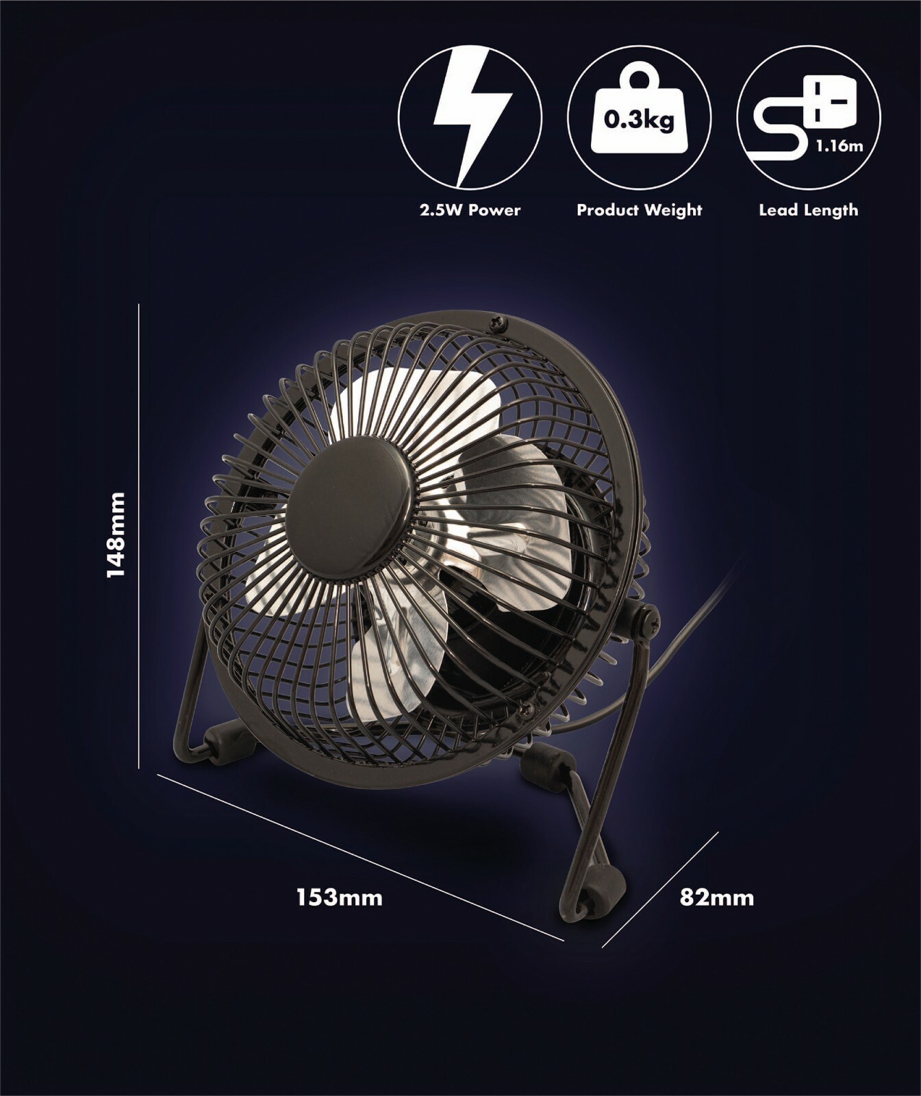 NEW 4″ USB POWERED 2100 RPM DESK FAN, ADJUSTABLE 180 DEGREE FAN POSITION