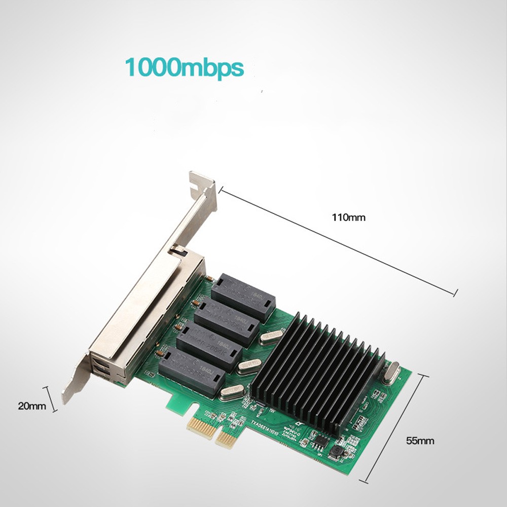 Realtek RTL8111H -T4 PCIe-X1 1G RJ45 Quad Port lan Card Ethernet Server Adapter