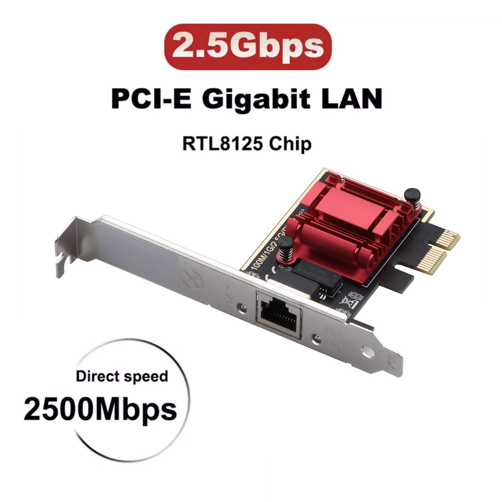 2.5G PCI-E To RJ45 Network Adapter Card RTL8125 Chip 2.5Gbps For Win7/8/10/11