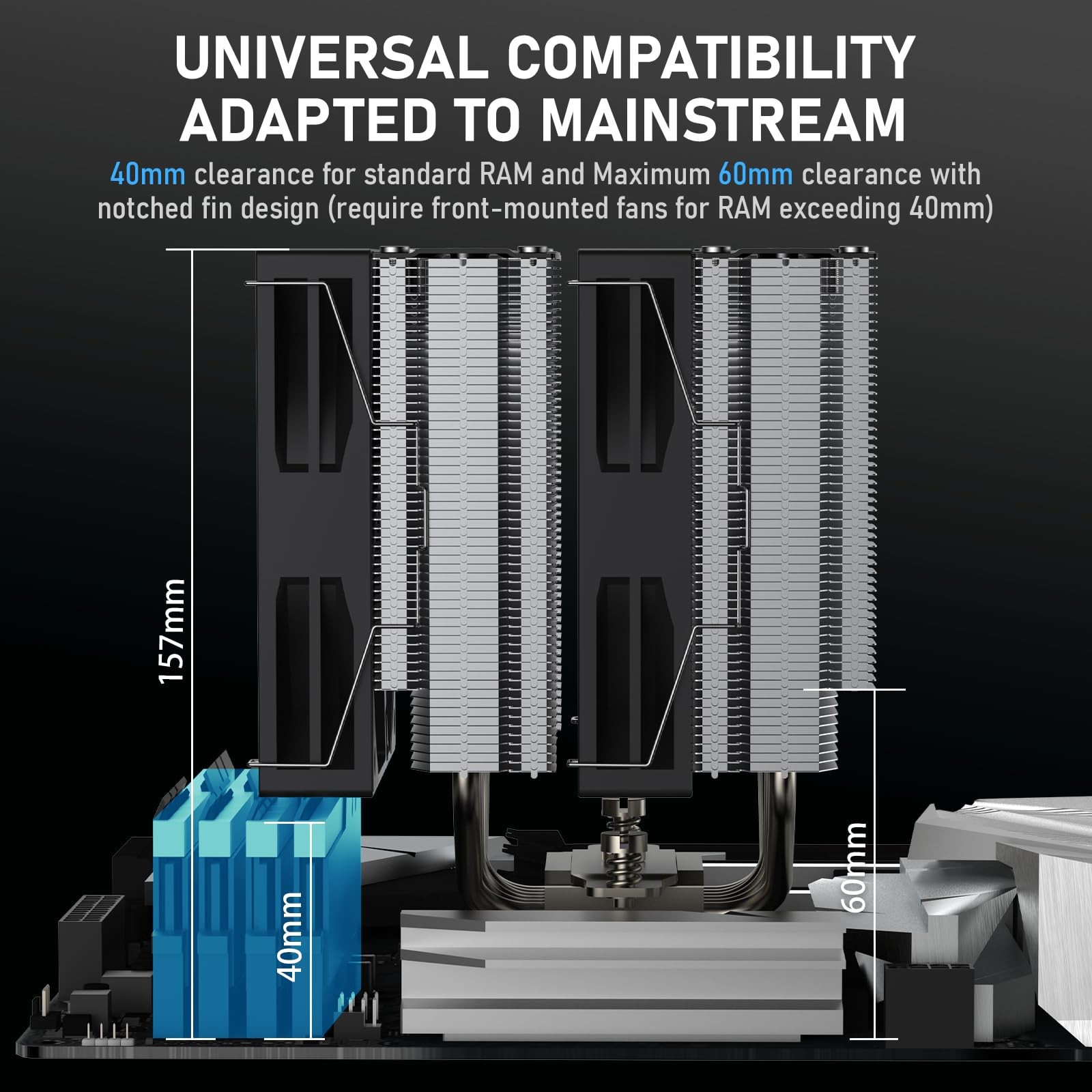 Kalemax CPU Cooler, Dual-Tower, 6×6mm Heat Pipes Cooling, Dual 120mm…