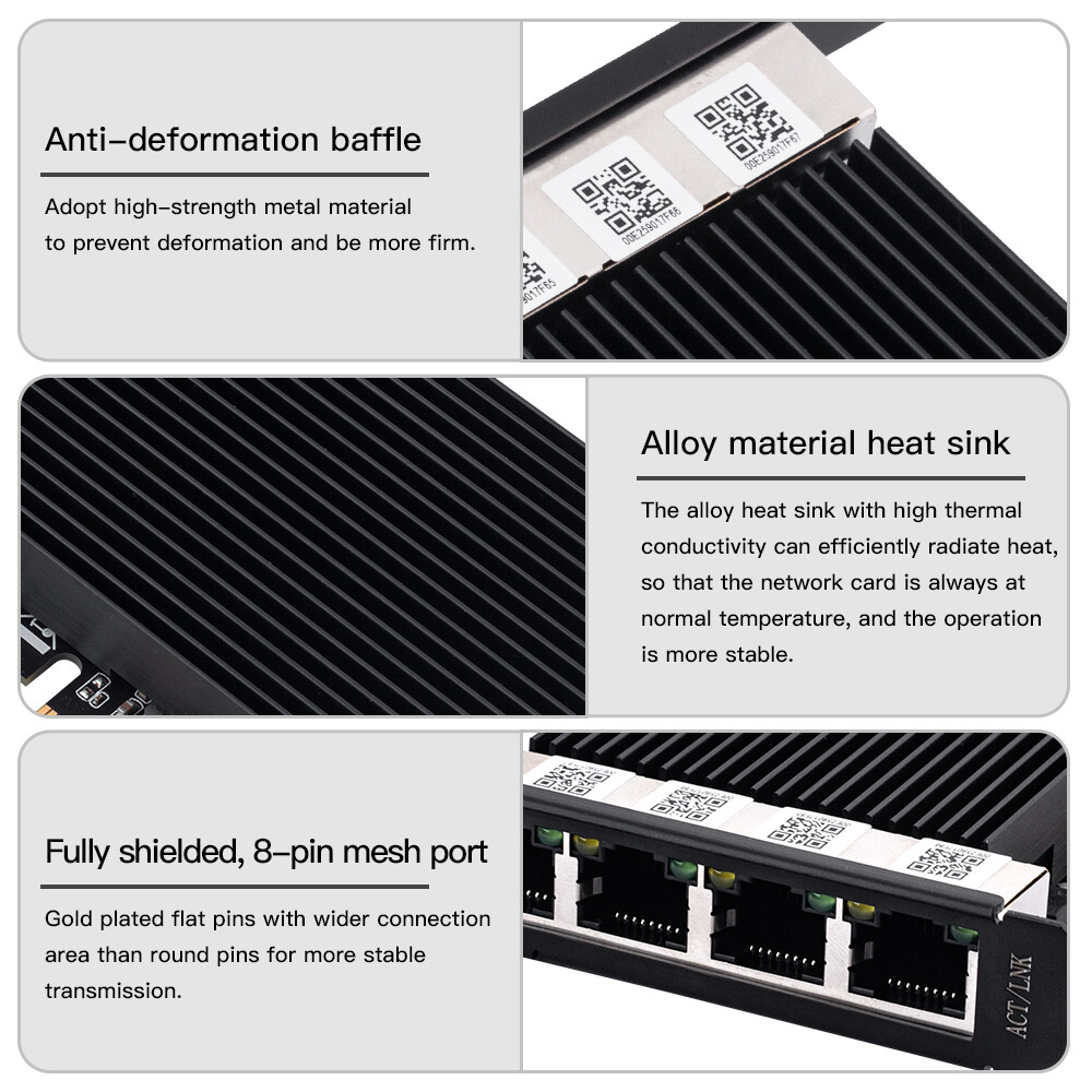 4 Port Gigabit NIC for Intel I226 Gigabit Ethernet PCI-E To RJ45 Network Adapter