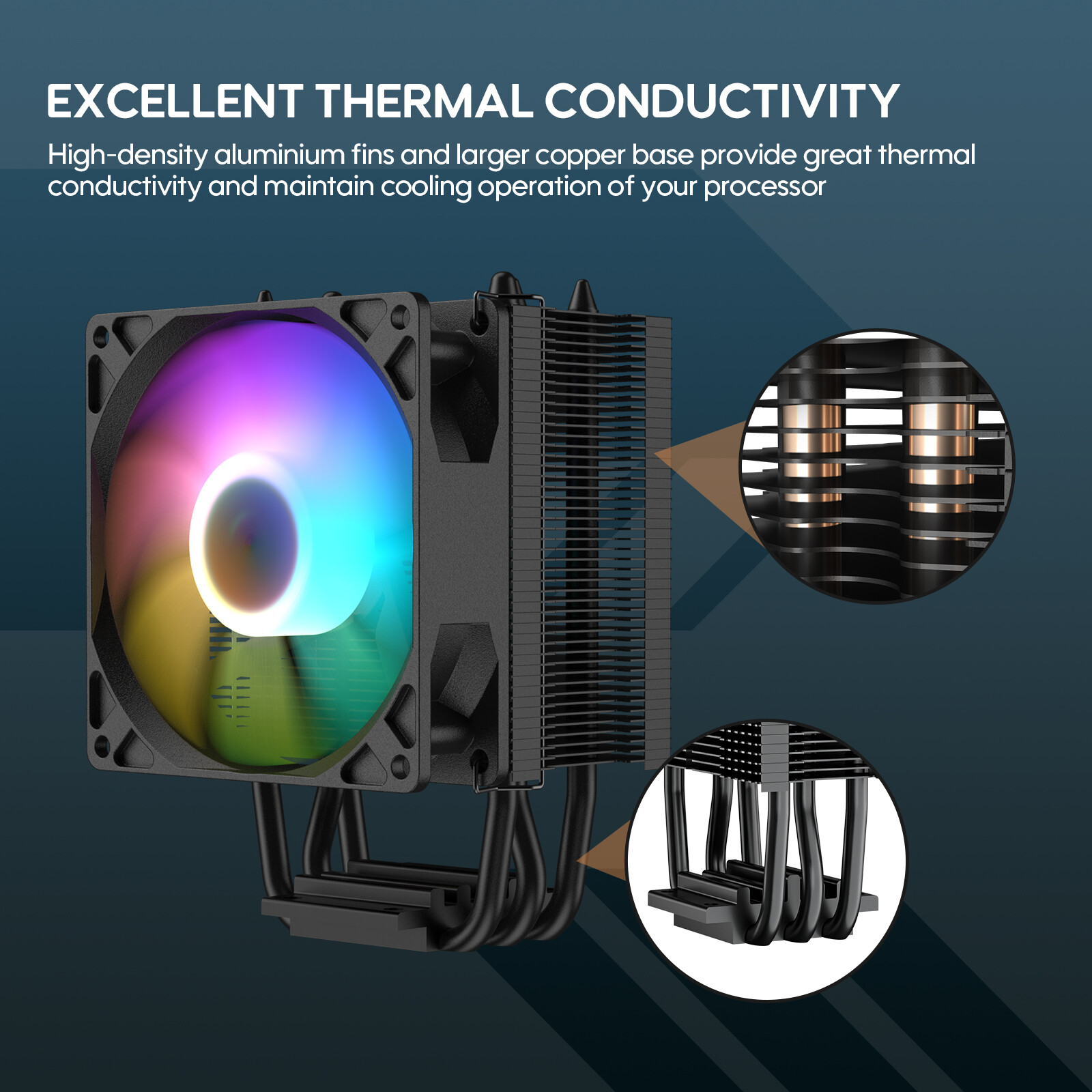 Vetroo V5 ARGB CPU Cooler Computer Case PC Heatsink 5 Heatpipes LGA 1700/AMD AM4