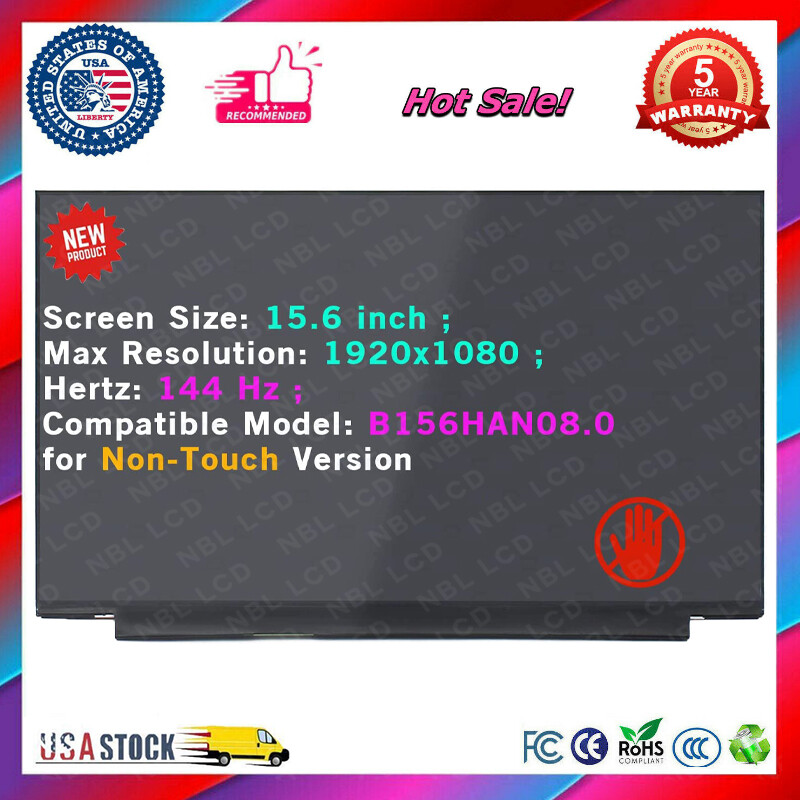 A+ 15.6″ B156HAN08.2 LCD Non-Touch Screen Display Panel 144Hz 40Pins 1920×1080