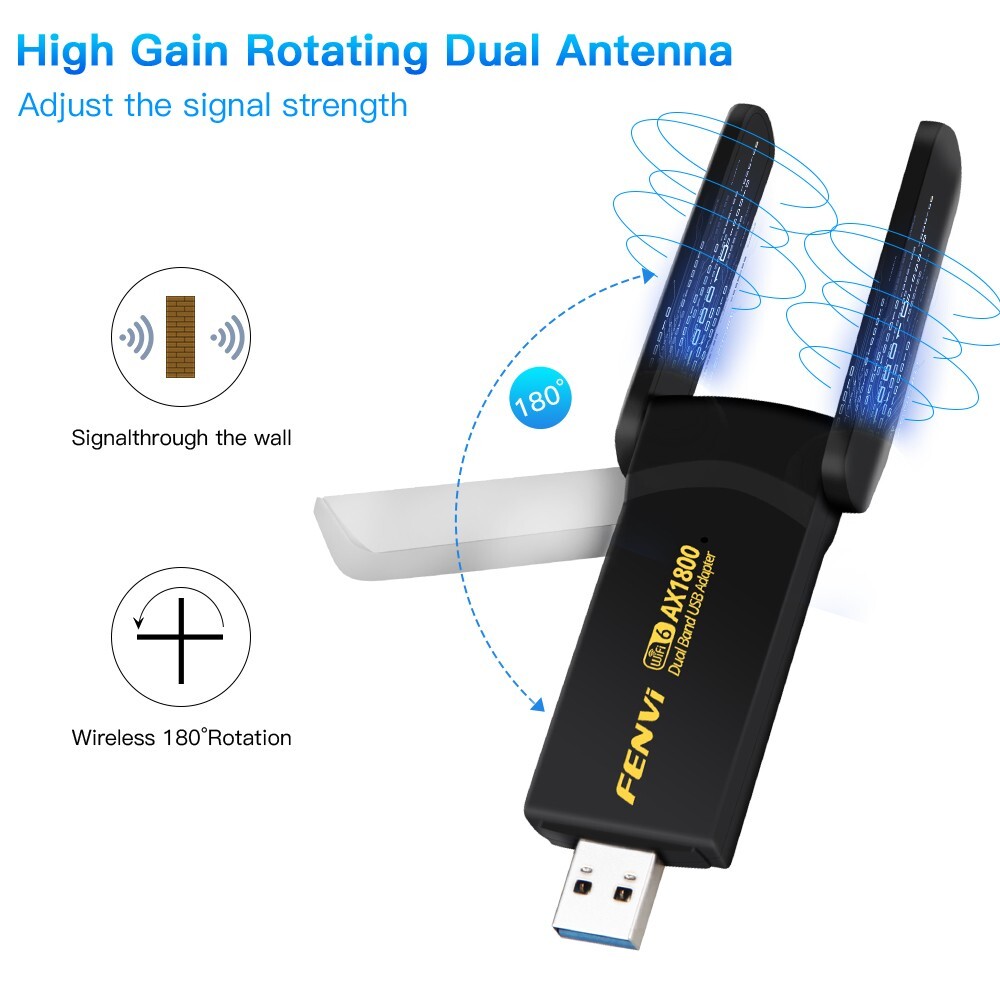 MT7921 USB WiFi 6 Card AX1800Mbps for Desktop PC Dual Band Windows 10/11 Driver
