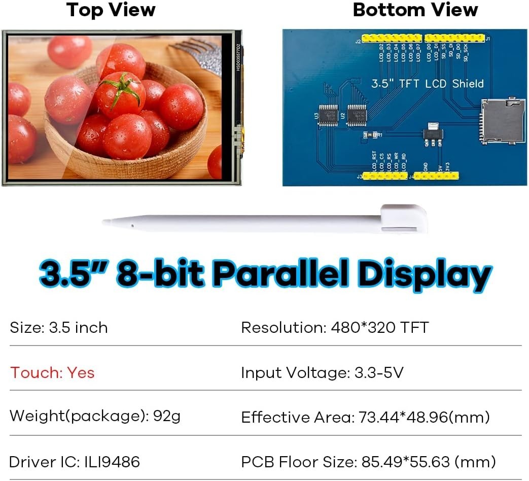 3.5 inch 480X320 TFT Touch Screen Module LCD Display Shield with SD Card Sock…