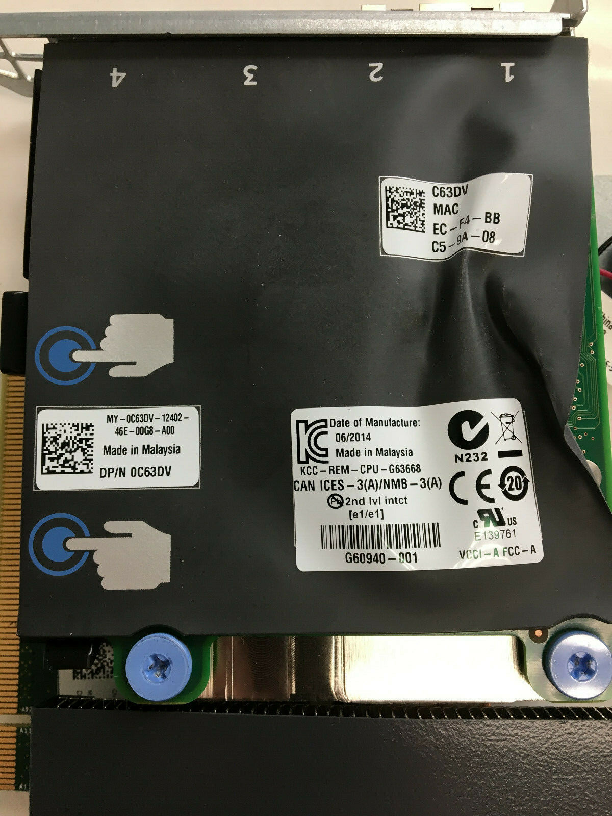 Dell 0C63DV DAUGHTER CARD 10GBE NETWORK CARD w/ Dell 06YFN5 SD Card Reader