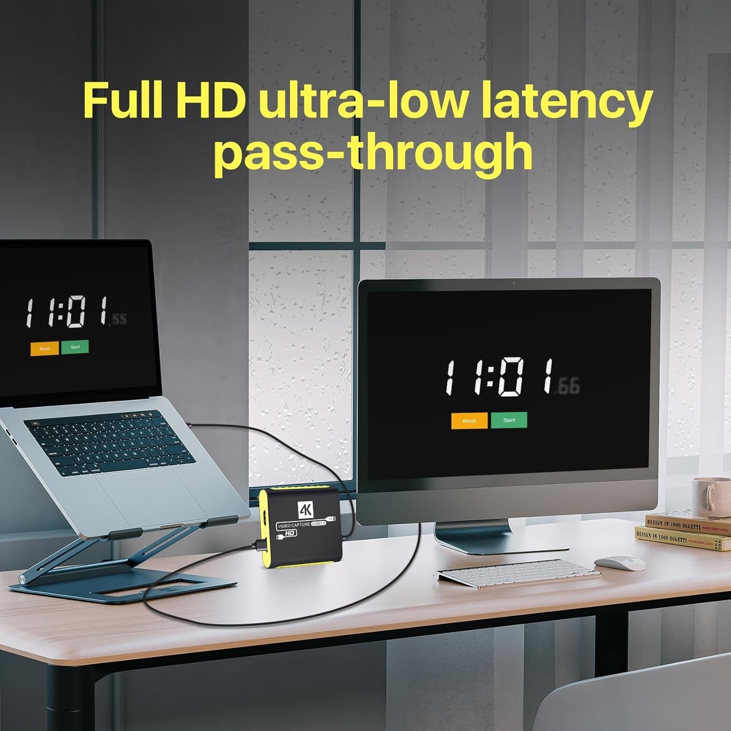HDMI Capture Card for Nintendo Switch 2, 1080P 60FPS, Yellow | USB 3.0 plug and