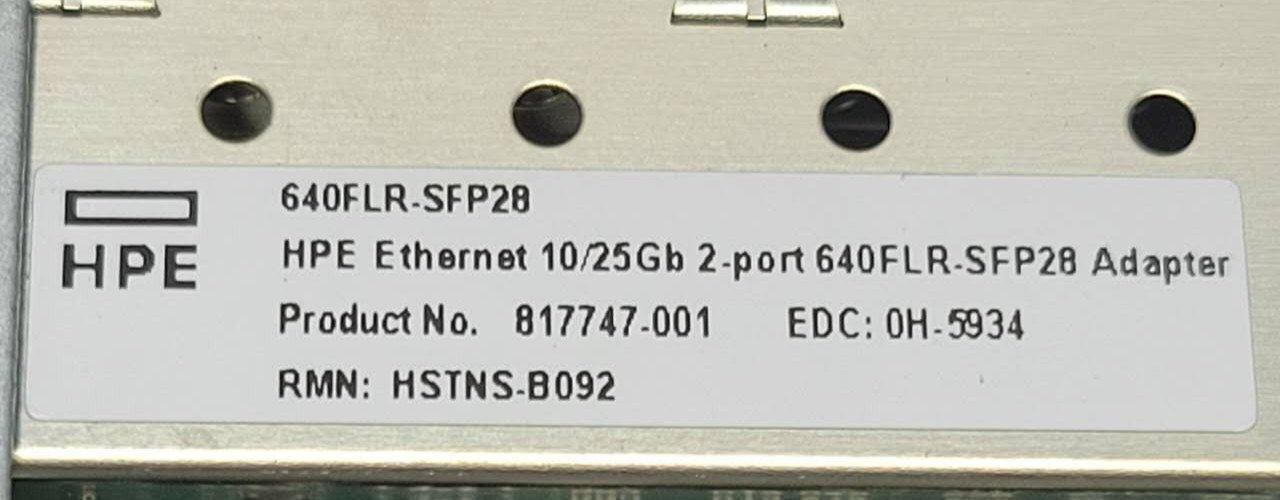 HPE 640FLR Ethernet 10/25Gb 2-Port SFP28 Adapter 840139-001 817747-001