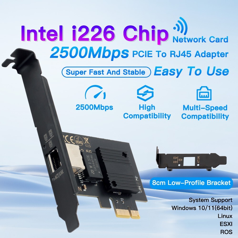 2.5G PCIE RJ45 Port Network Card Gigabit Ethernet LAN Adapter Intel I226 Chipset