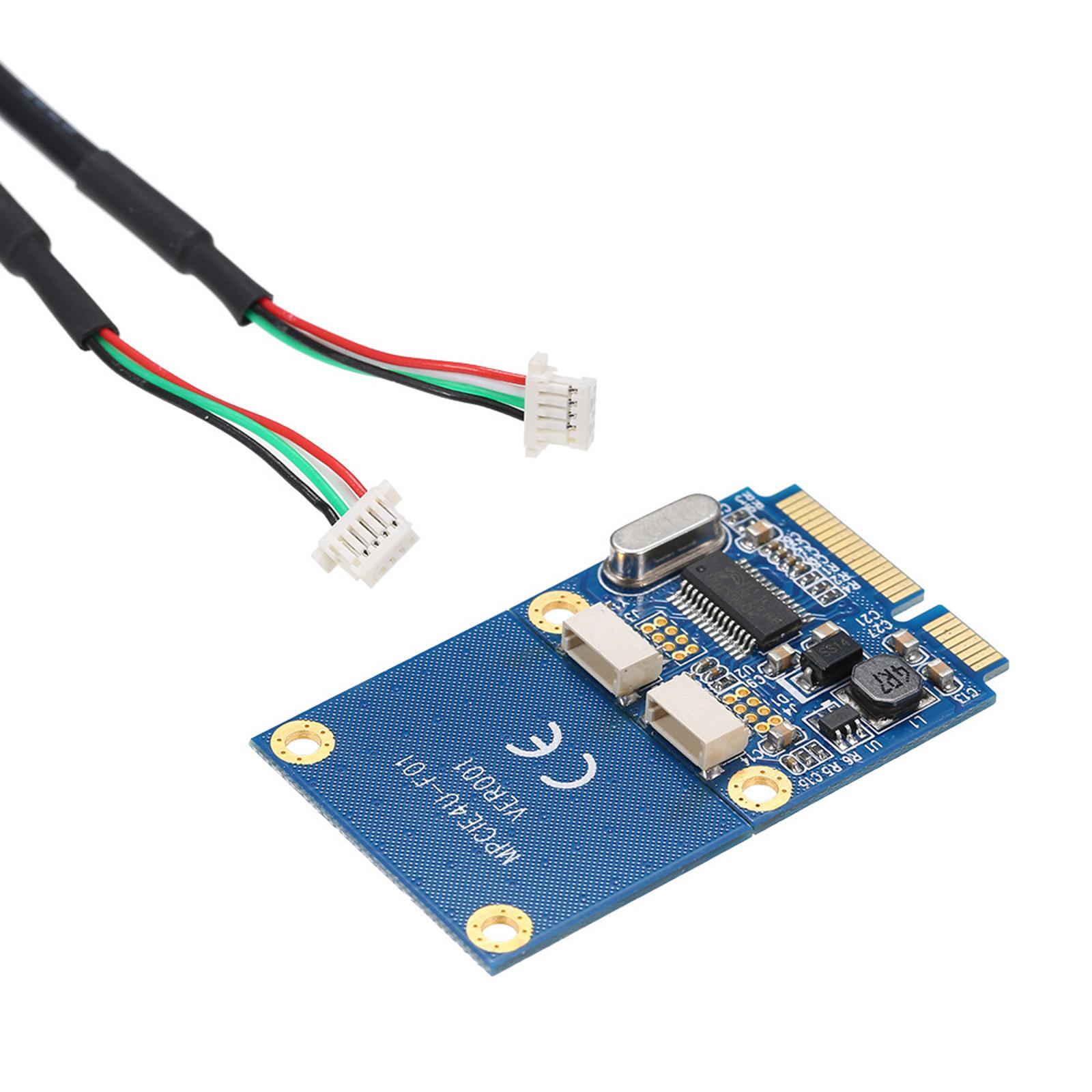 Mini PCI-E to USB Adapter mPCIe to 5 Pin 2 Ports Dual USB2.0 Converter Card v