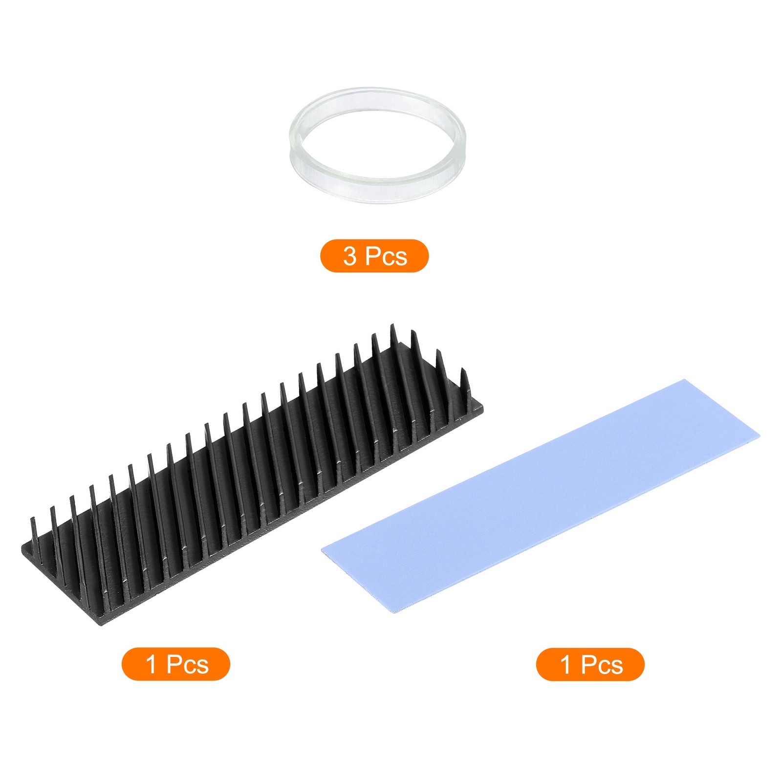 70x20x6mm Copper Heatsink Rubber Ring M.2 SSD Cooler w Thermal Pad , 1Set
