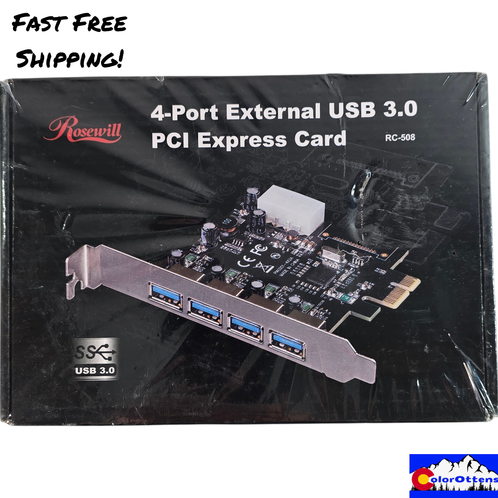 Rosewill RC-508 USB 3.0 PCI Express Card 4-Port External PCIe Renesas Sealed