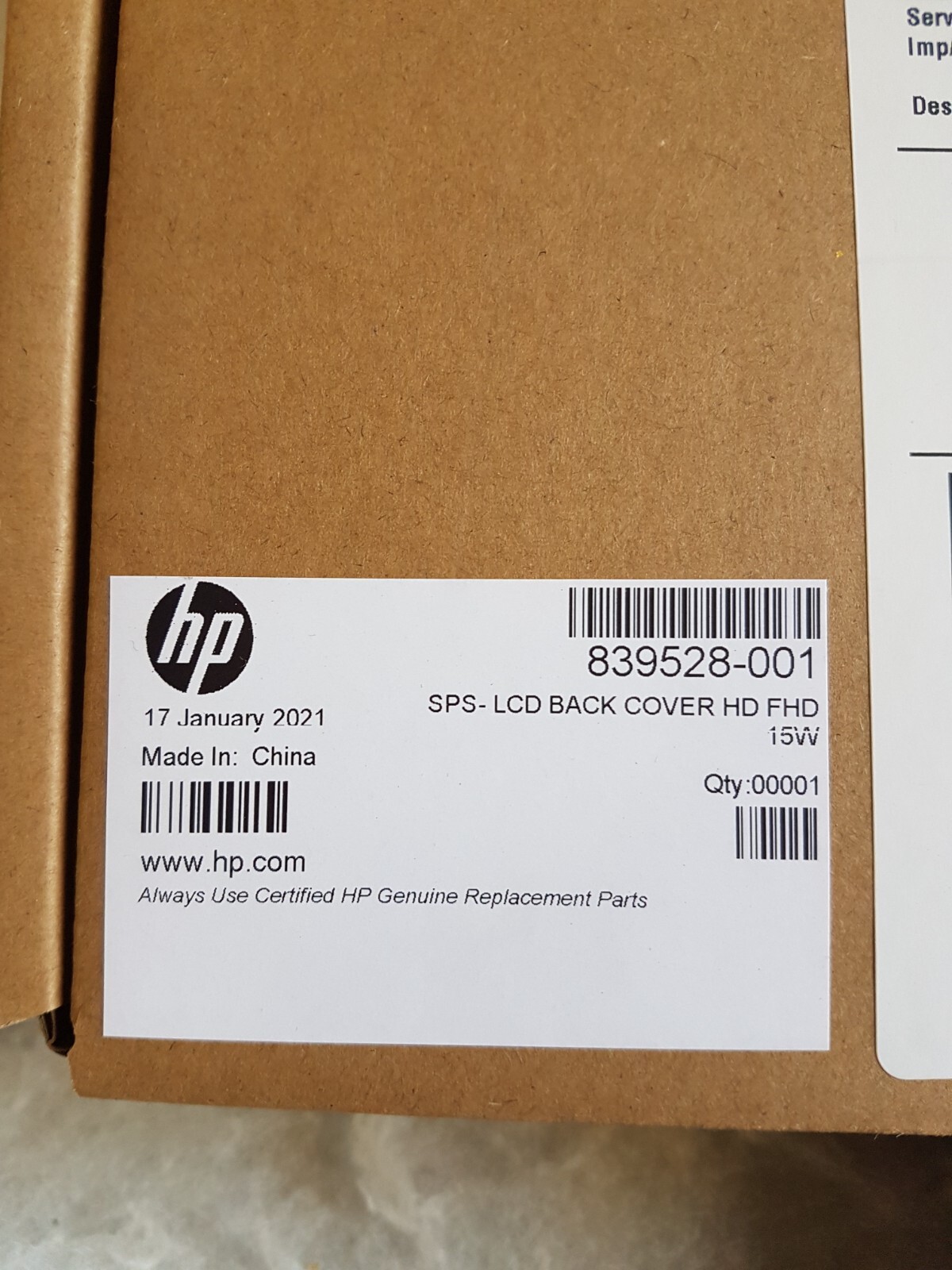 Genuine HP Zbook 15u G3 G4 15.6″ LCD Lid Back Cover 839528-001