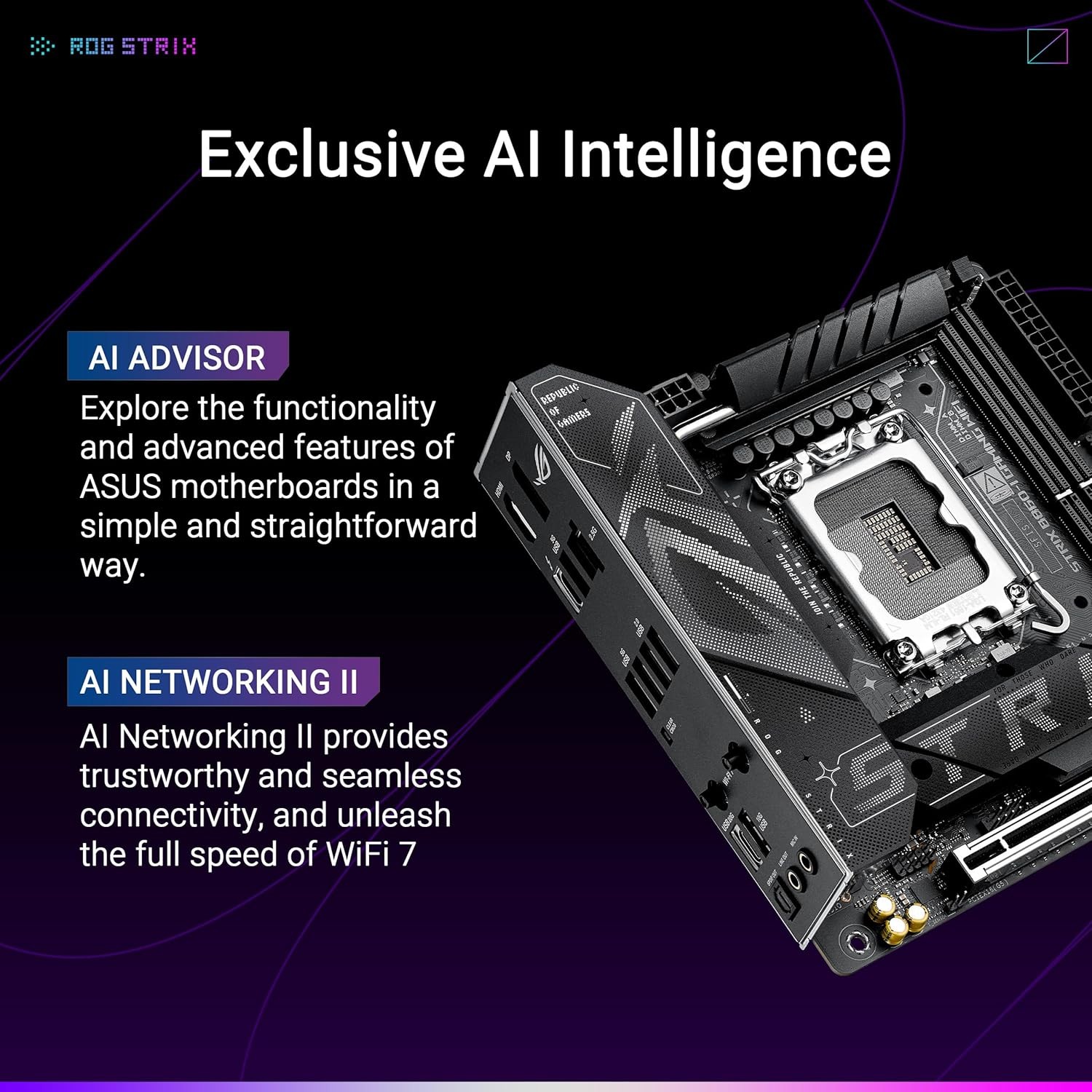 ASUS ROG STRIX B860 I GAMING WIFI LGA1851 Mini ITX DDR5 WiFi7 TB4 AI