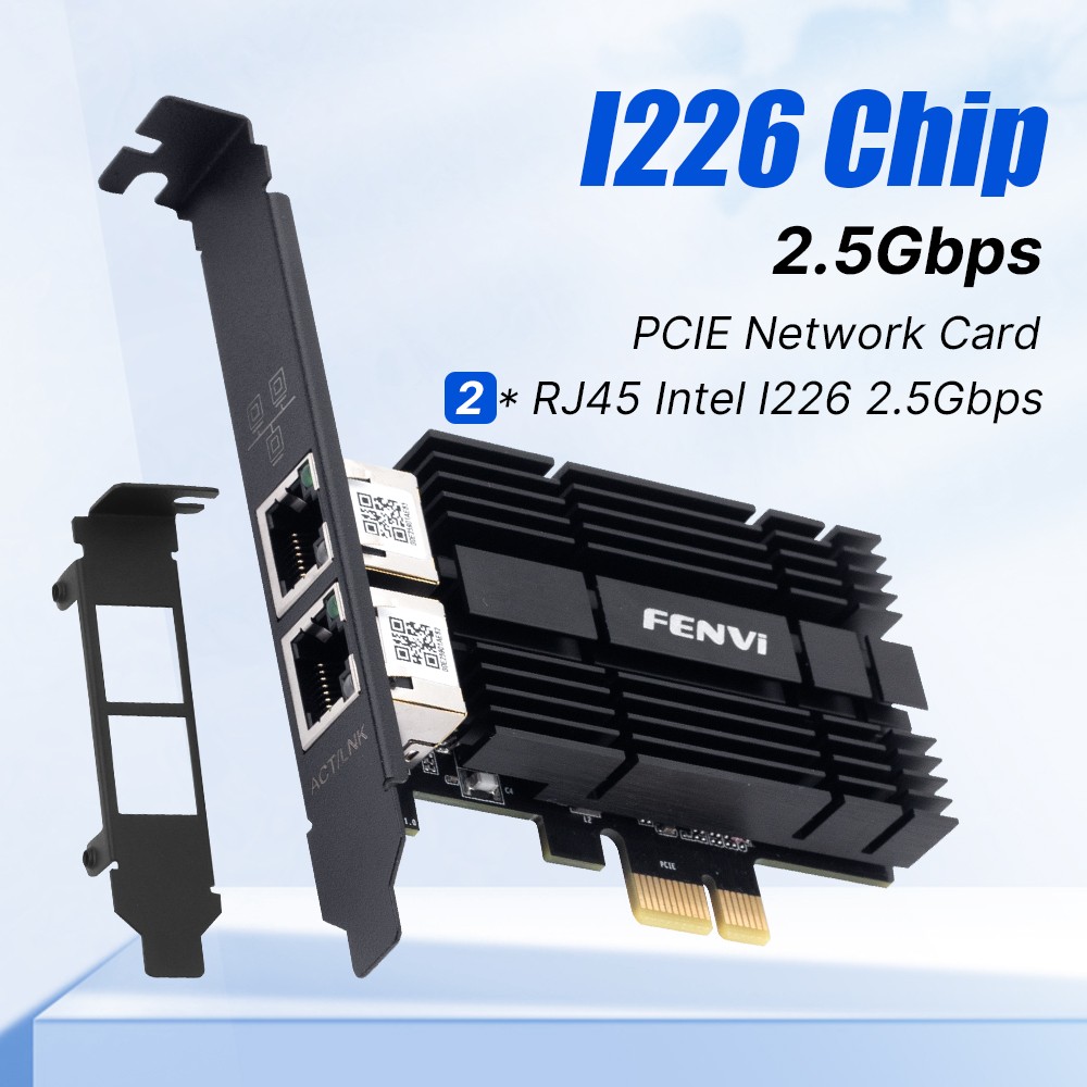 Intel I226 PCIe 2.5Gbps Network Card Dual RJ45 2.5G LAN Adapter for Windows10/11