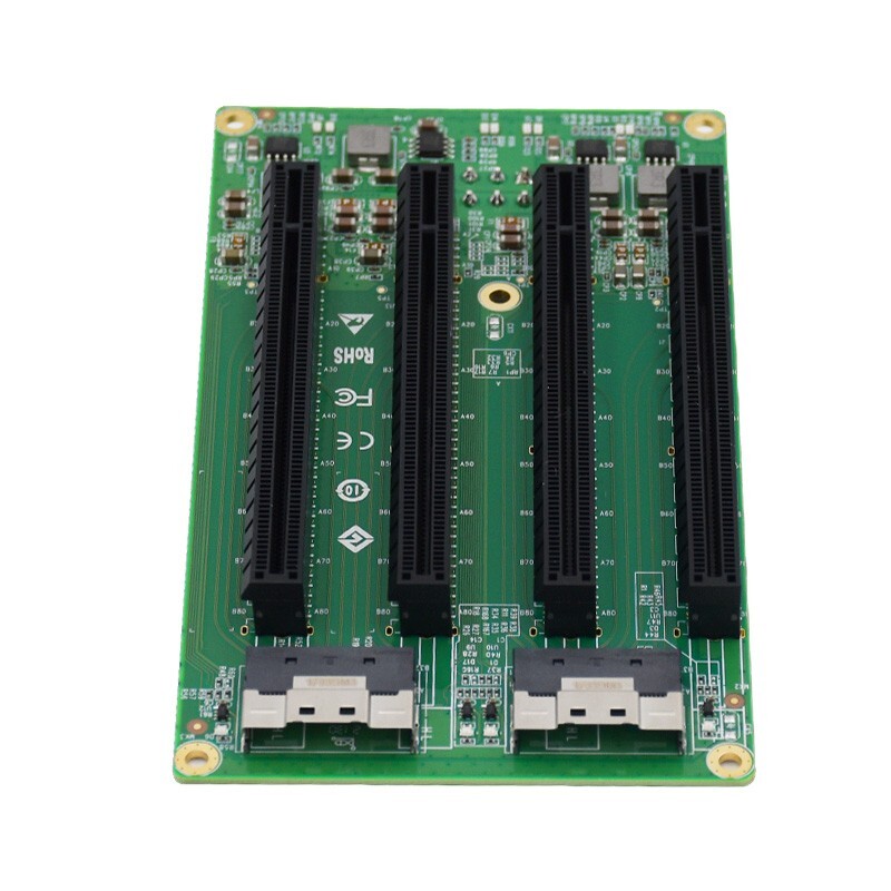 2 Port SFF-8654 to 4 PCIe x16 Slot Adapter