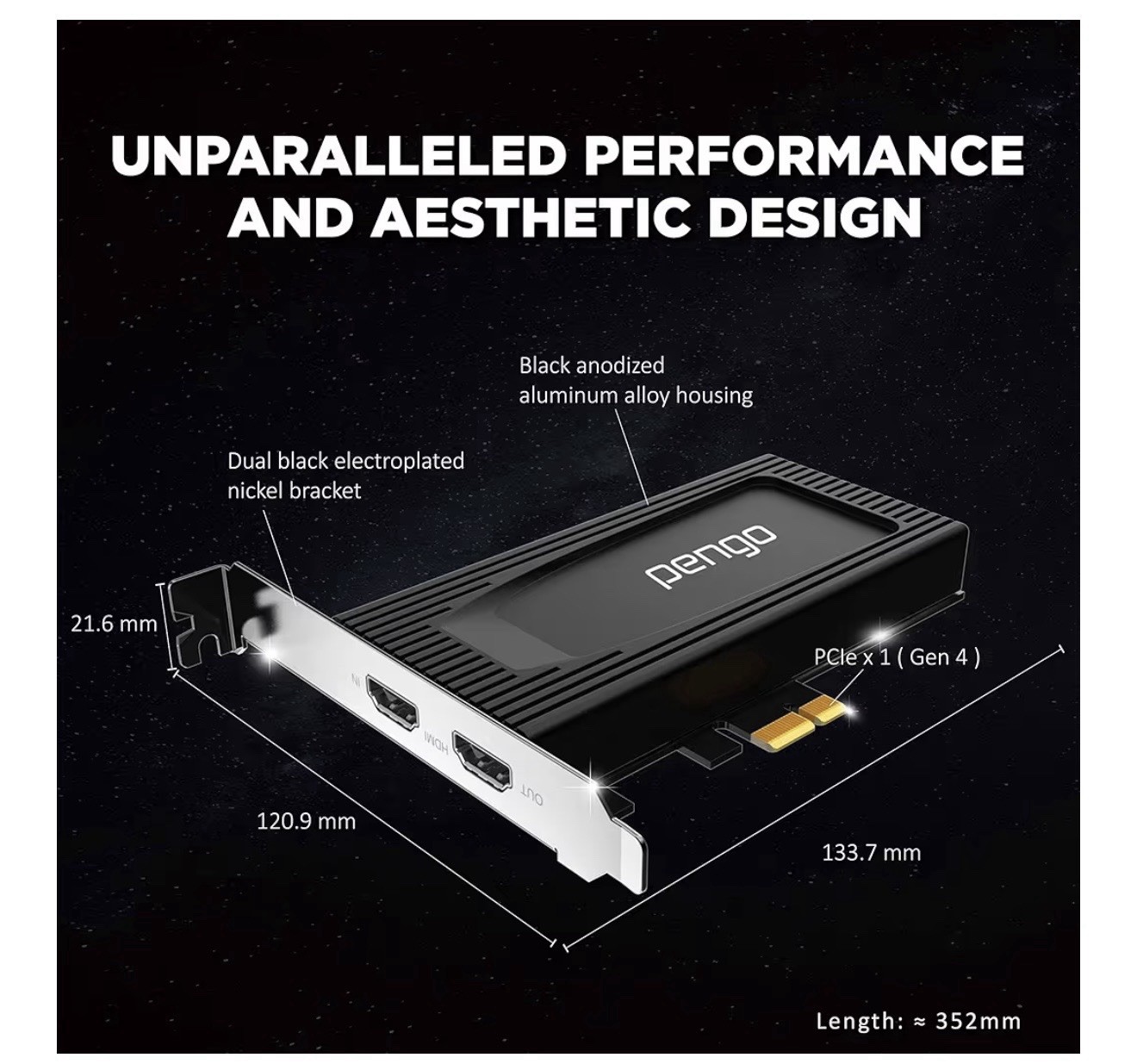 Pengo 4K HDMI PCIe Capture Card 4K30 Recording 4K60 HDR Pass-Through 240Hz