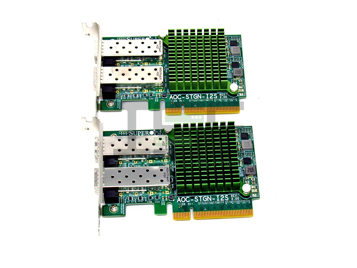 Lot of 2 Supermicro AOC-STGN-I2S Dual Port 10GbE SFP+Low Profile PCIe 2.0 x8