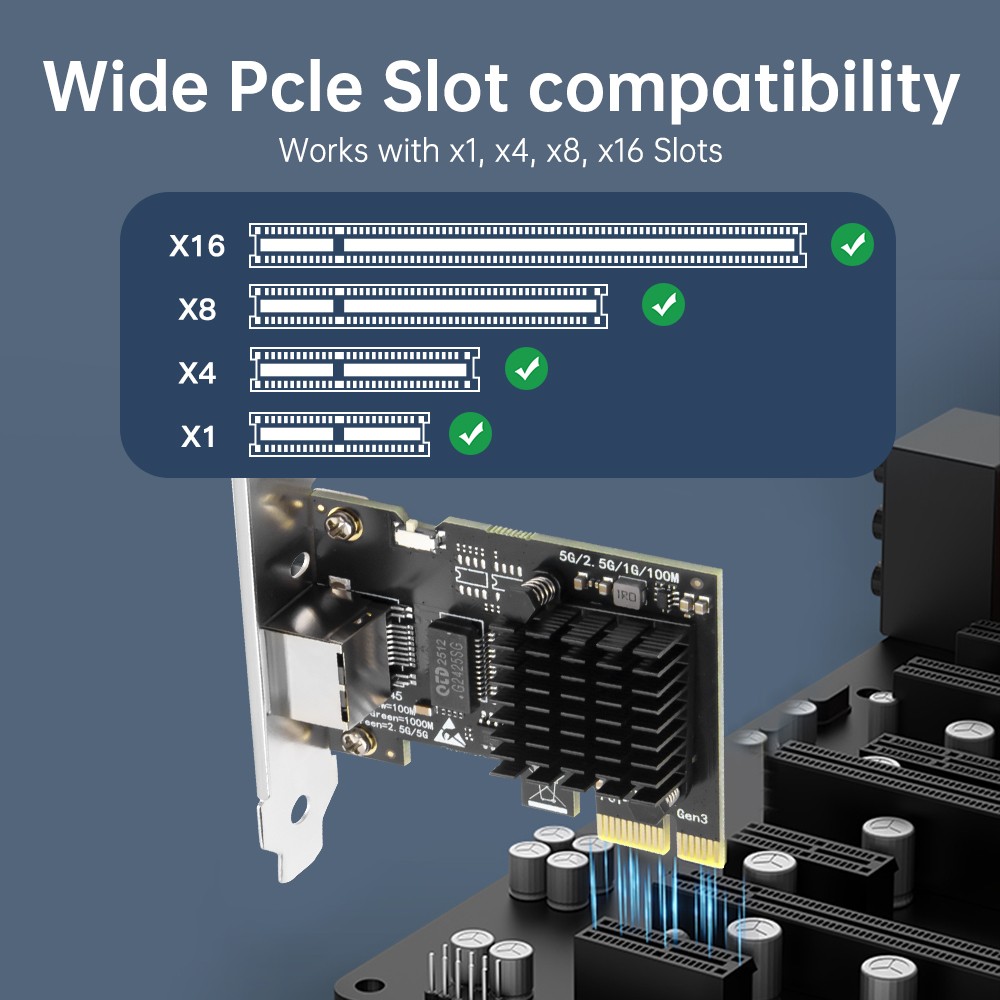 5GbE PCIe Network Card RTL8126 Multi-Gigabit Ethernet Adapter for Desktop Gaming
