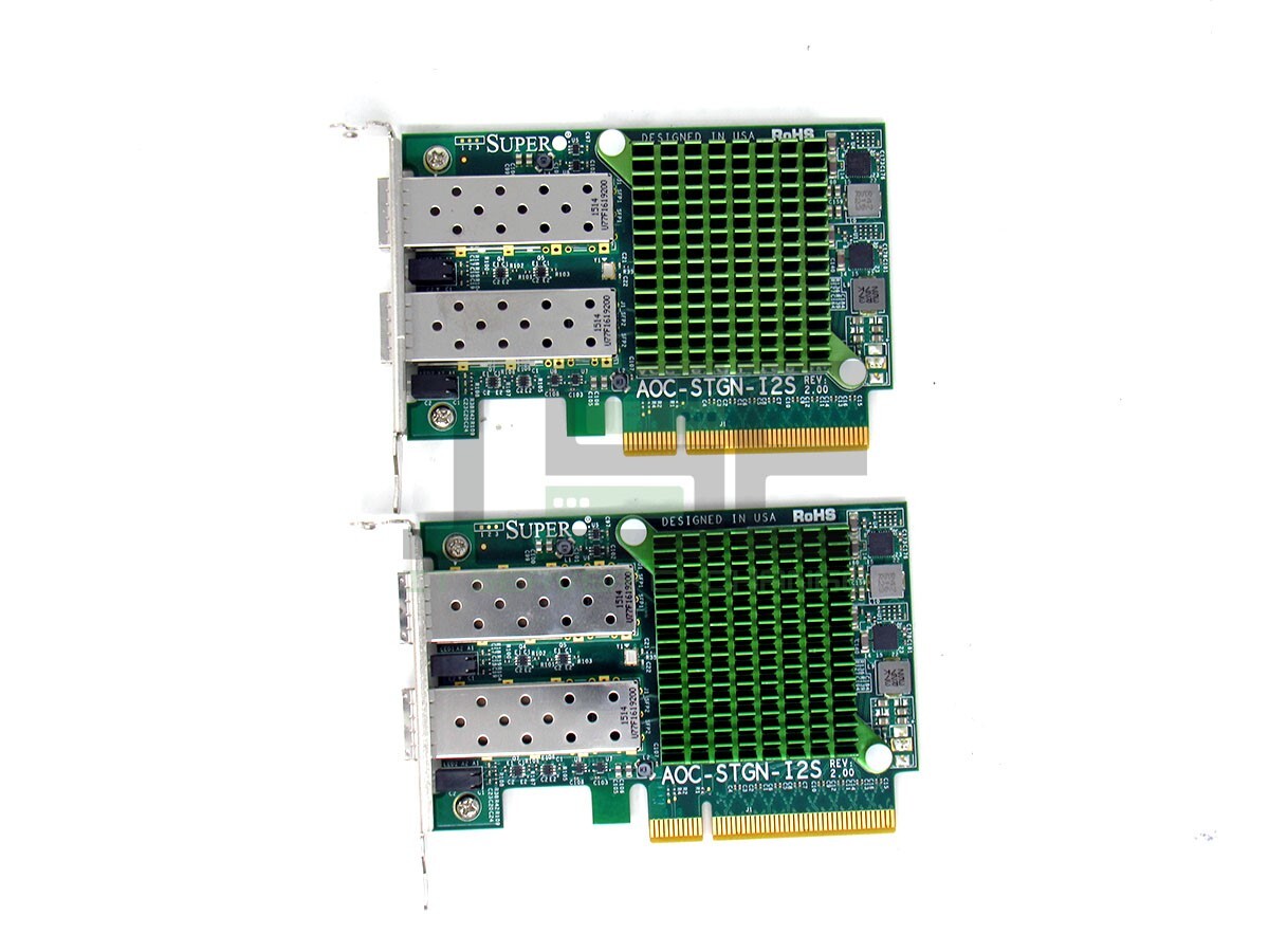 Lot of 2 Supermicro AOC-STGN-I2S Dual Port 10GbE SFP+Low Profile PCIe 2.0 x8
