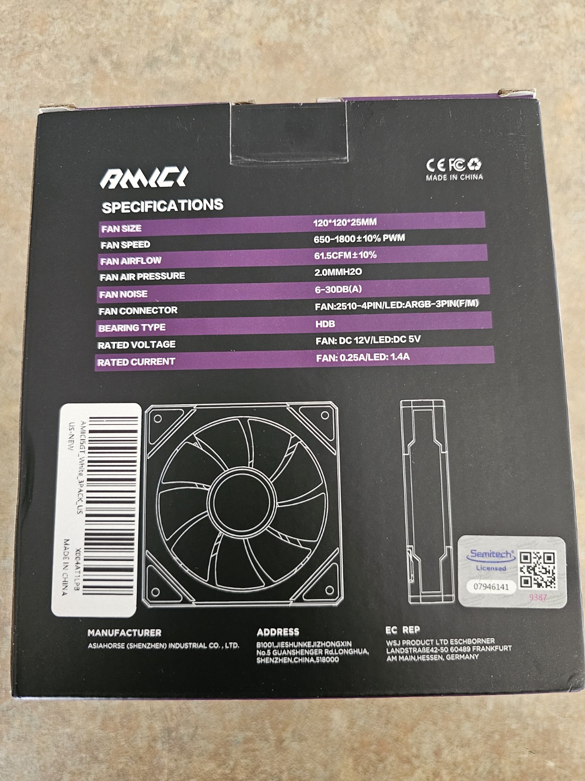 AsiaHorse AMICI-5GT ARGB White PC Fans, Infinity Mirror HDB Bearing 3-Pack White