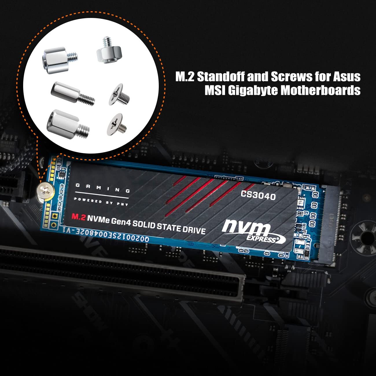 30PC M.2 Nvme SSD Screw Kit, M.2 Standoff and Mounting Screws for Asus ASRock &