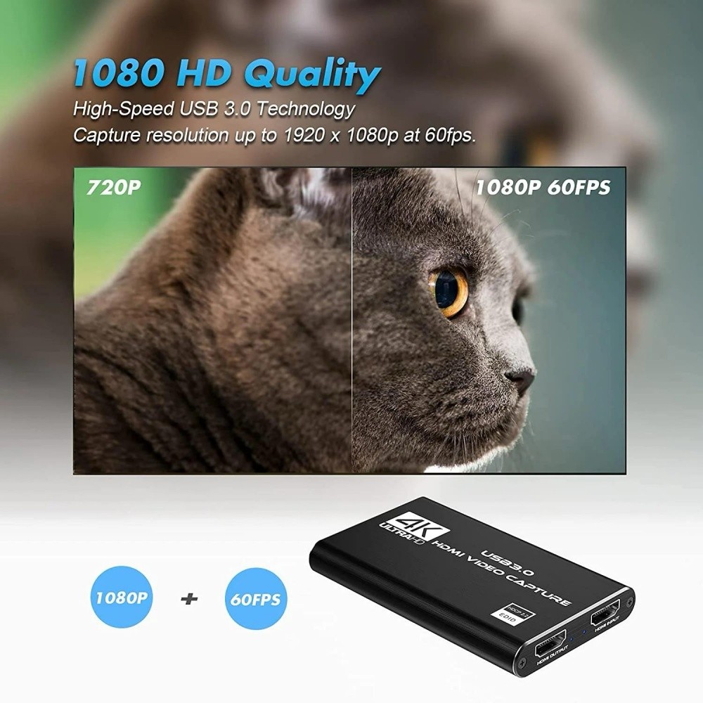 4K Audio Video Capture Card USB 3.0 HDMI Video Capture Device Full HD Recording