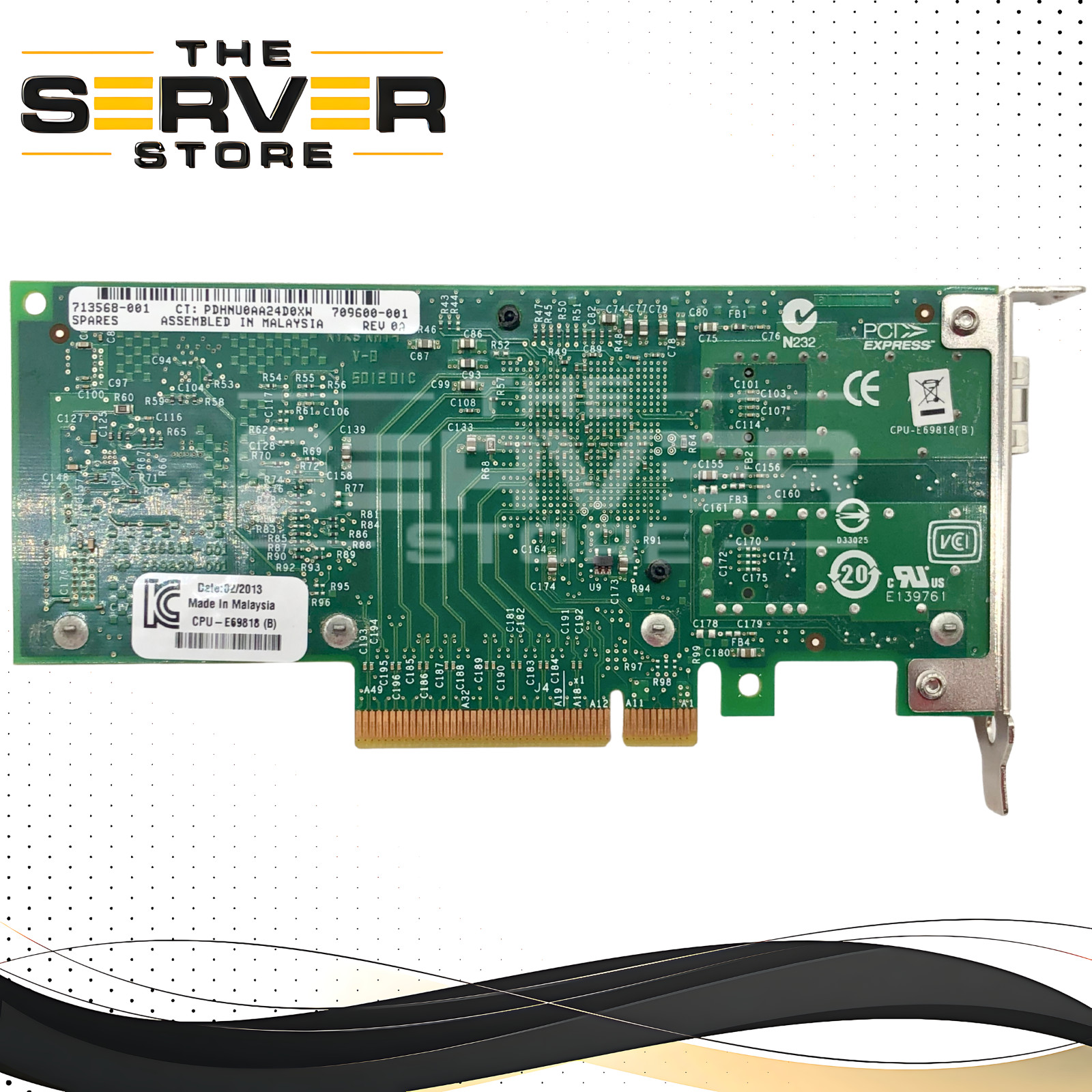 HPE Intel X520-SR1 1-Port 10Gb SFP+ PCIe 2.0 x8 NIC *LP* G80182-001 713568-001