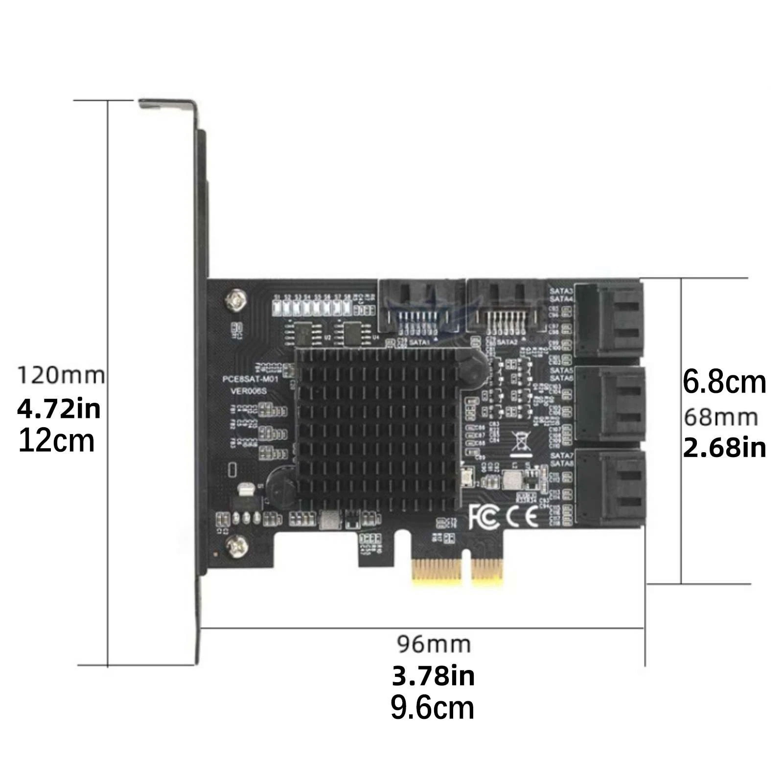 8-Port SATA 3.0 PCI Express Expansion Card PCI-E Controller 6G Adapter for HDDWc