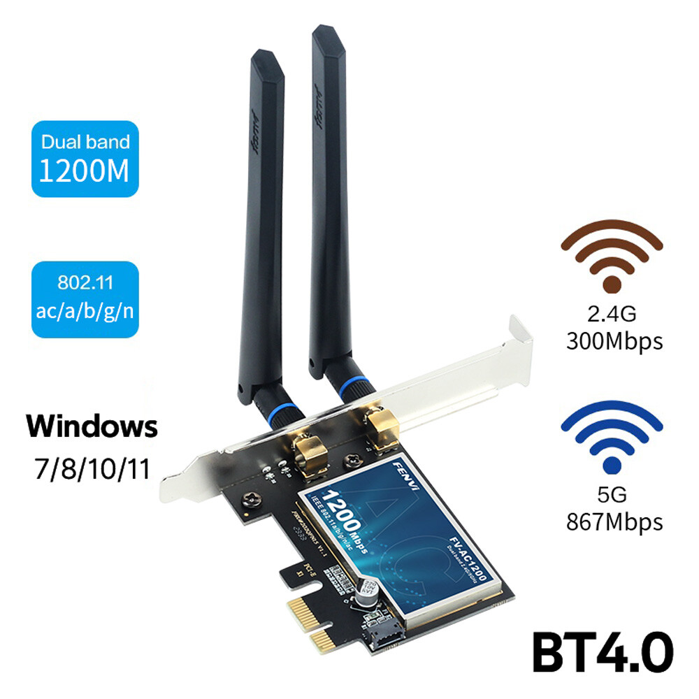 FV-AC1200 PCIE Wireless Bluetooth Adapter 802.11AC Network Card for Win7/8/10/11