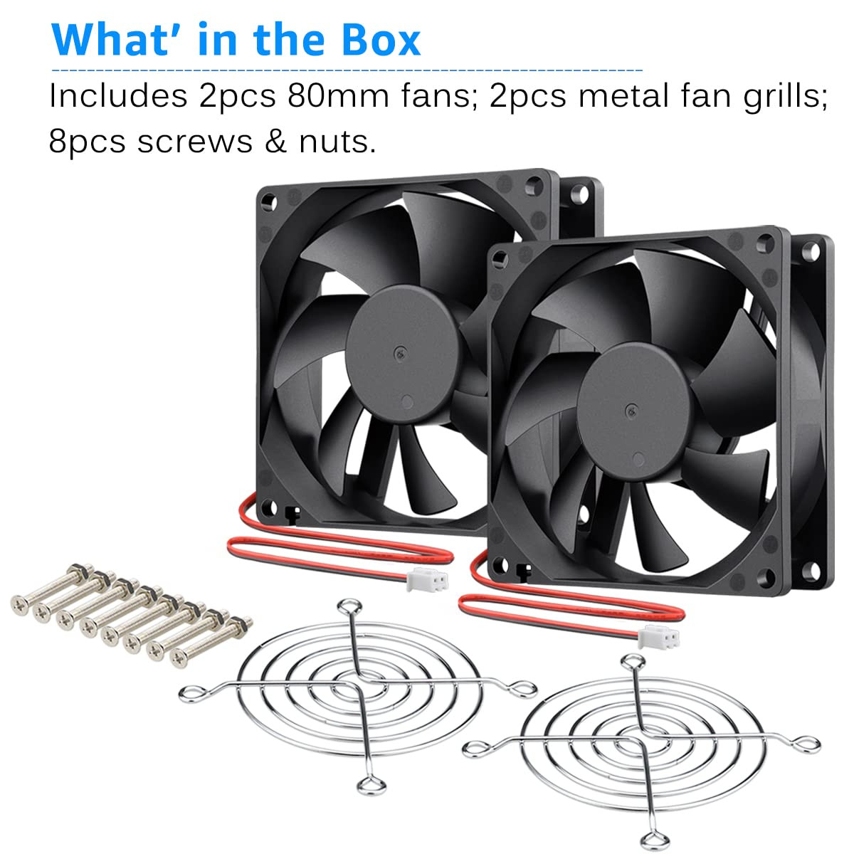 2 Pack 80Mm X 80Mm X 25Mm 12V DC Brushless Cooling Fan 2Pin