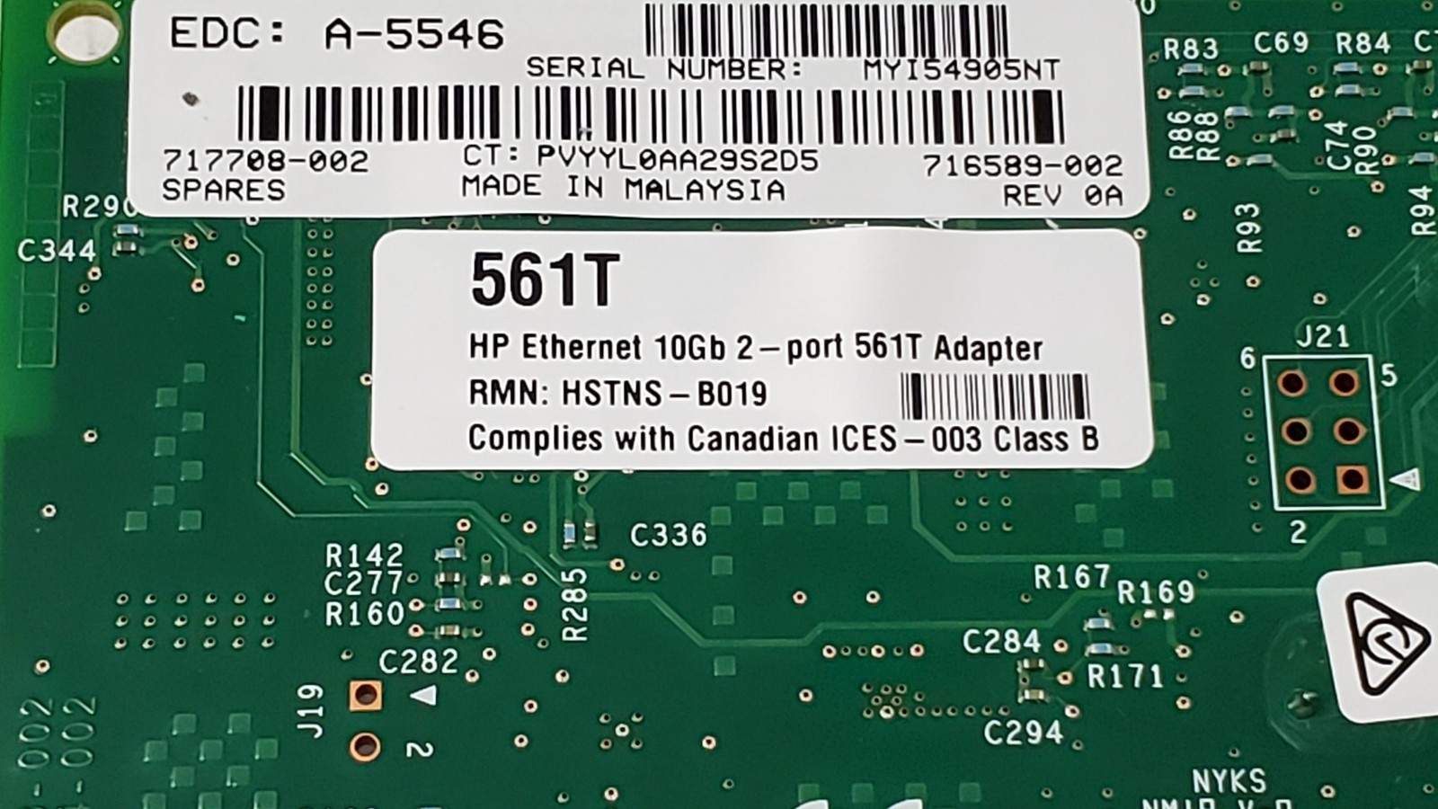 HP 561T 10GB Dual Port RJ-45 Network Adapter 716589-002 717708-002 Full Height