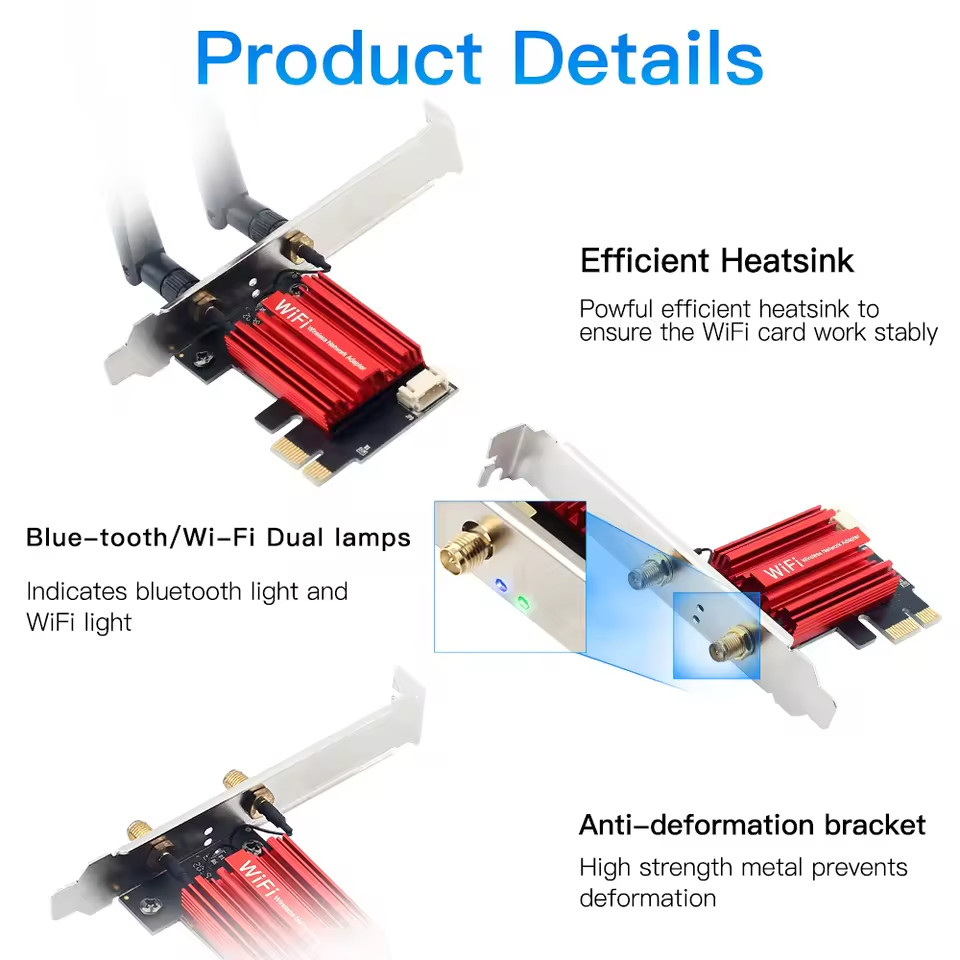 🔥SALE🔥AC1200 WiFi 5 PCIE WiFi Adapter Wireless Network Card-US seller