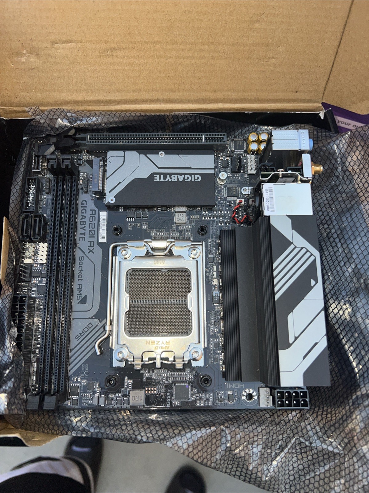 Gigabyte A620I AX AM5 Mini-ITX Motherboard LGA 1718, AMD, DDR5, Ultra Durable
