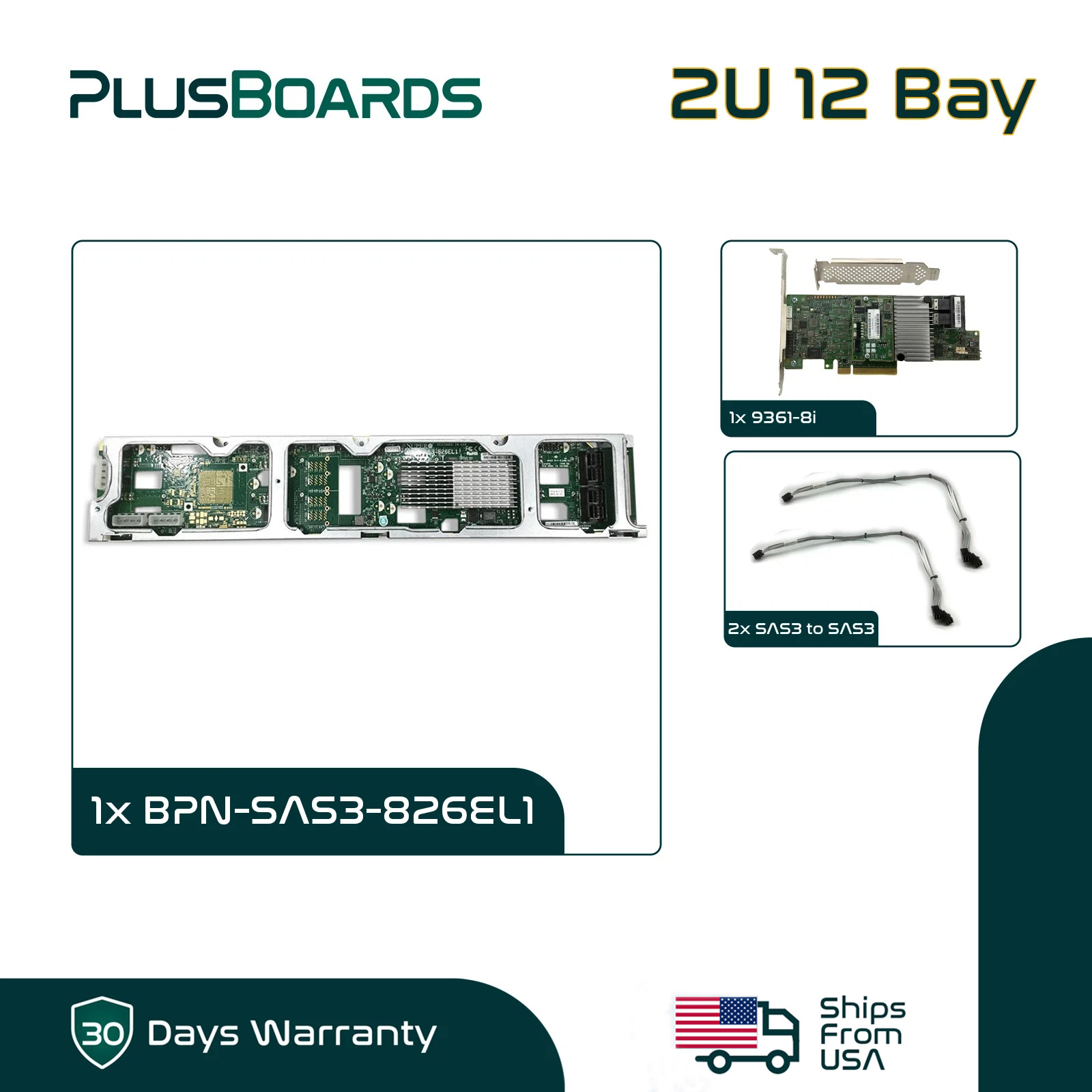 Supermicro 12 Bay 12Gbps 2U SAS 3 Expander Backplane w/ 8 Port 12Gbps RAID Card