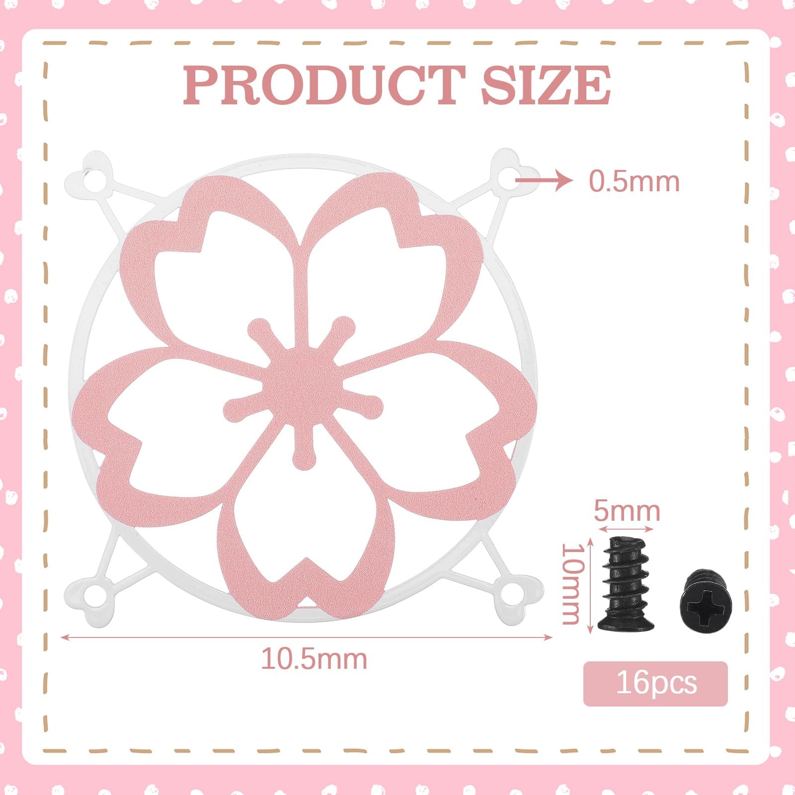 120mm Pink Sakura Fan Grill Metal Cover with Screws – Cute PC Decor for Gaming