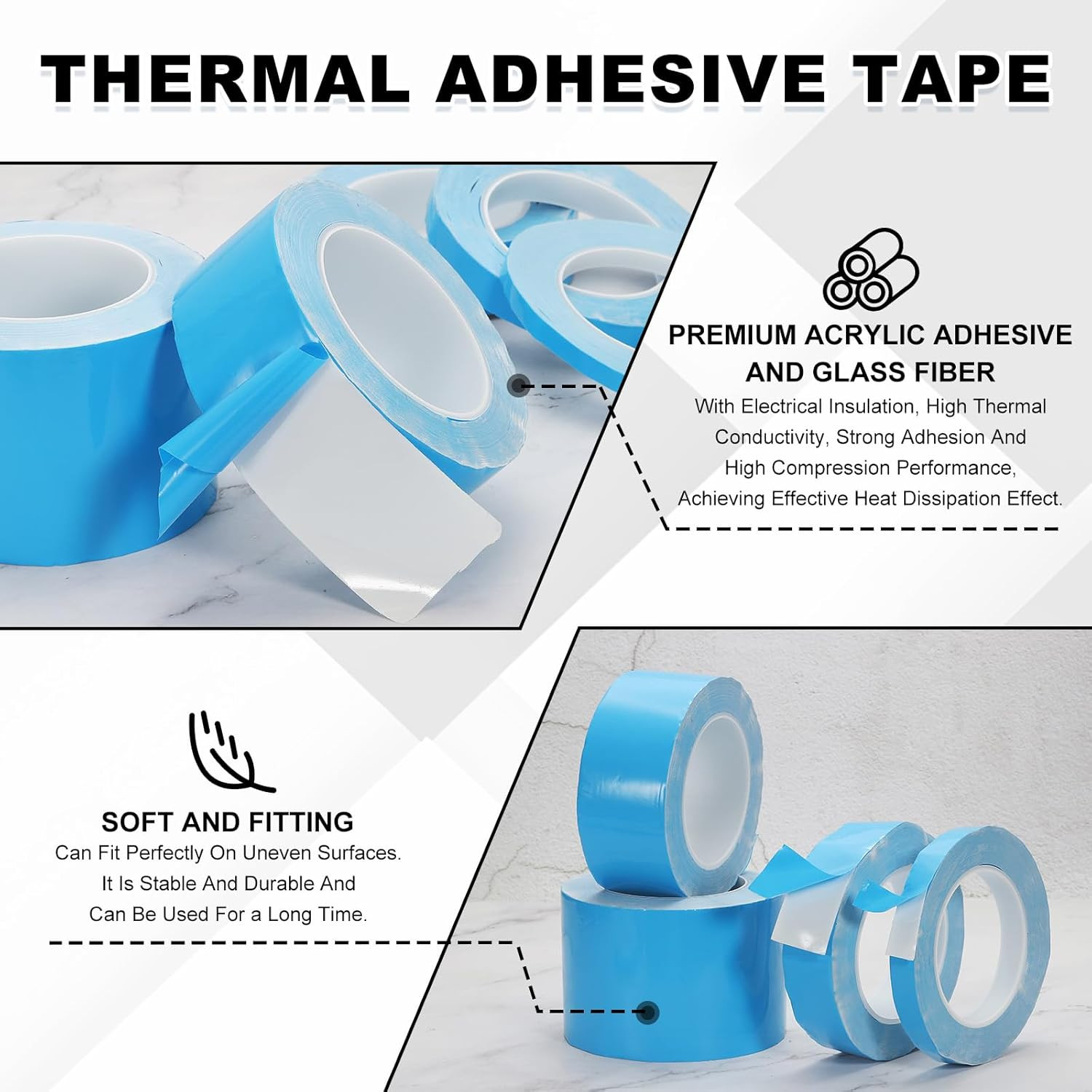 Thermal Adhesive Tape, 2 Rolls 25M X 8Mm X 0.2Mm Double Side Adhesive