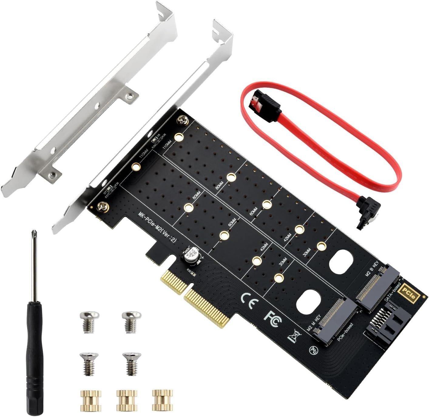 Dual M.2 PCIE Adapter NVME/NGFF to PCIE X4 Expansion Card 32Gbps PCIE NVME SS…