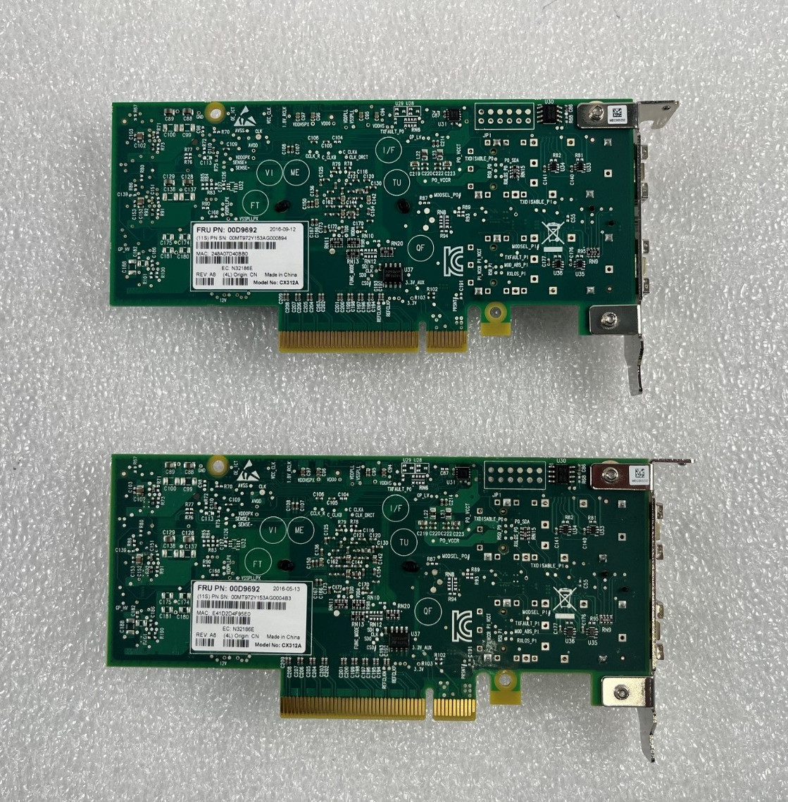 PAIR OF 2 MELLANOX CONNECTX-3 10Gb DUAL PORT SFP+ PCI ADAPTOR 00D9692- SET OF 2