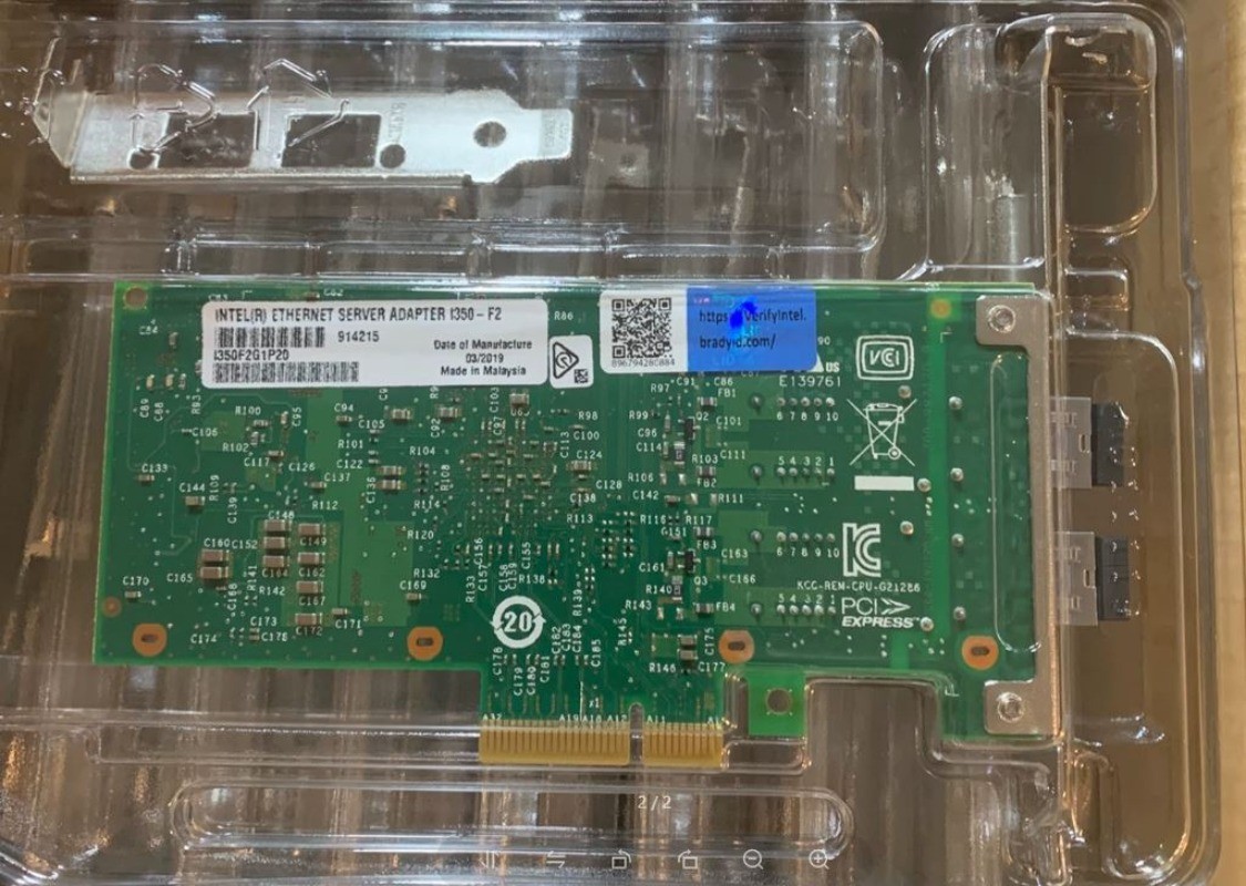 New Intel I350-F2 Ethernet Server Adapter Genuine Blue Anti-Counterfeit Label