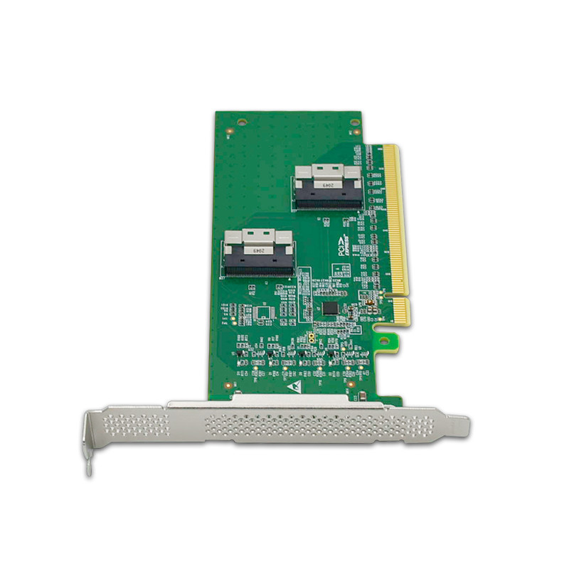 PCIe4.0 x16 to 2 SFF-8654 8I NVMe Adapter support 4 ports output