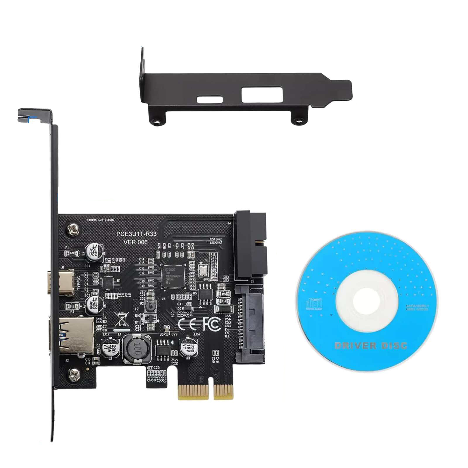 PCI-E 1X to USB3.2 Gen1 5Gbps 2 Ports(Type C+ Type A) Expansion Card With 19PIN