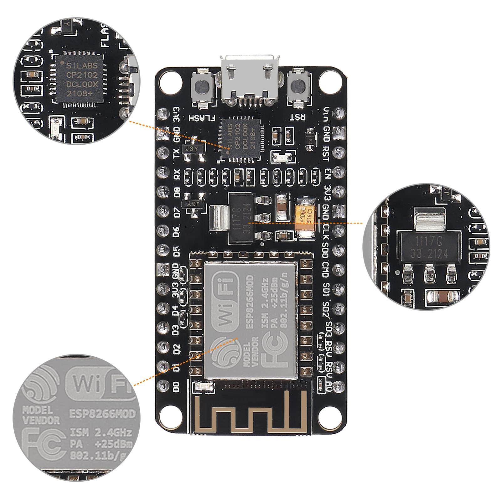 4PCS ESP8266 ESP-12F Development Board Internet NodeMCU WiFi Serial Wireless …