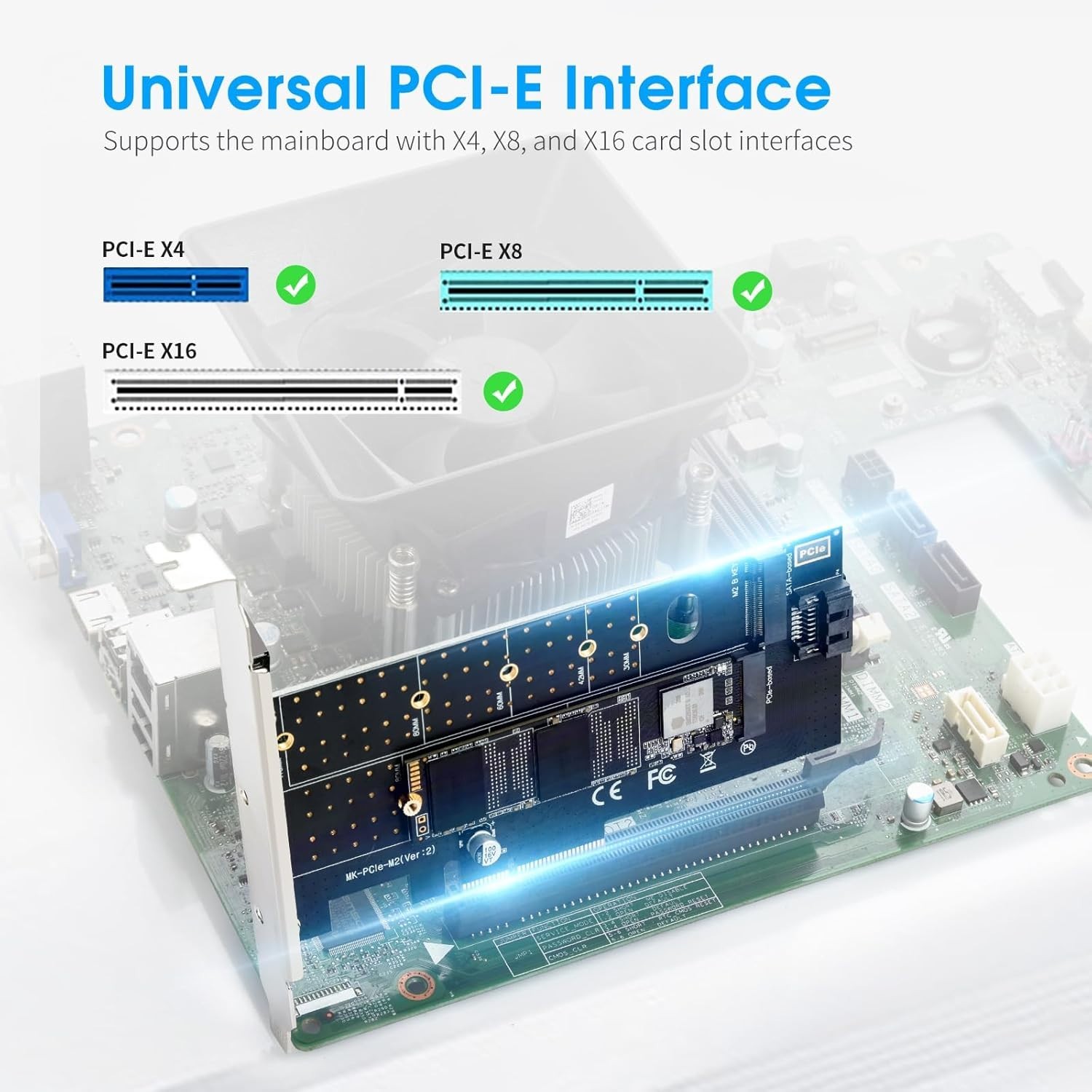 Dual M.2 PCIE Adapter NVME/NGFF to PCIE X4 Expansion Card 32Gbps PCIE NVME SS…
