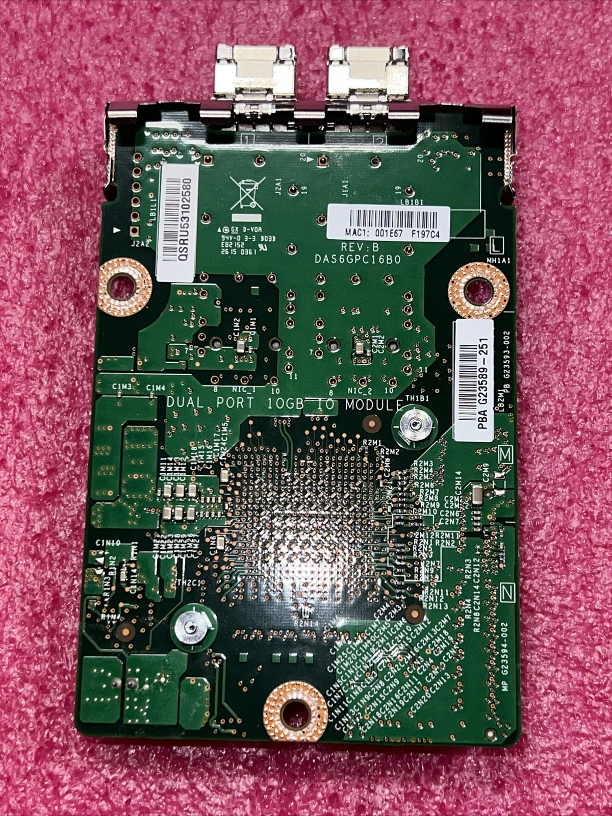 82599ES Intel Dual Port 10GbE SFP+ I/O Module PBA G23589-251 w/2-SFP PCI Express