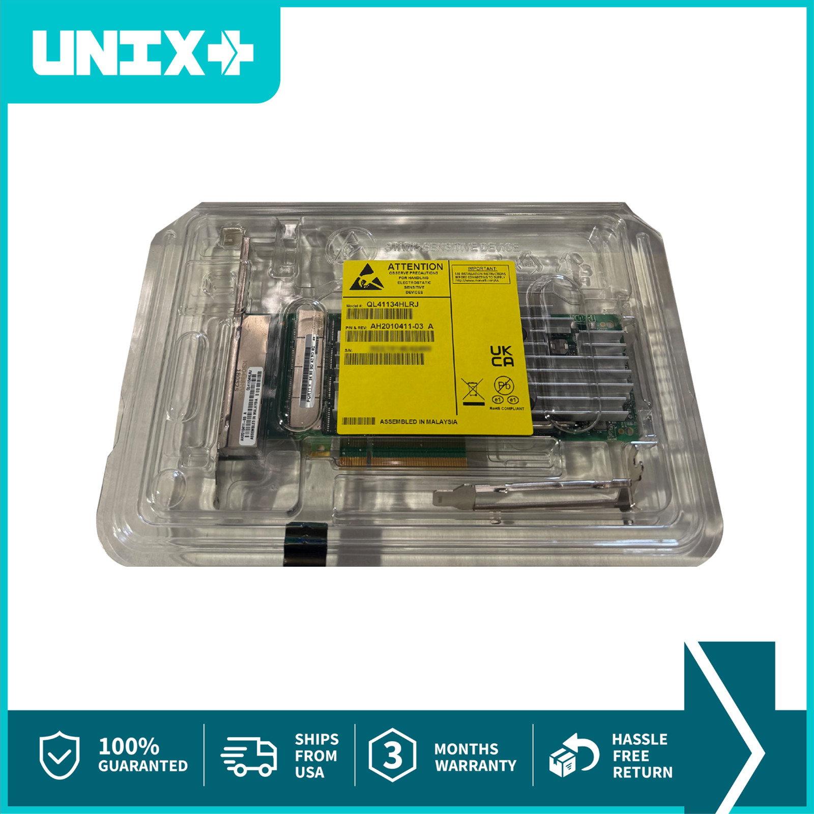 New Quad Port 10GbE RJ45 Marvell Fastlinq PCIe x8 Ethernet Adapter w/ Brackets