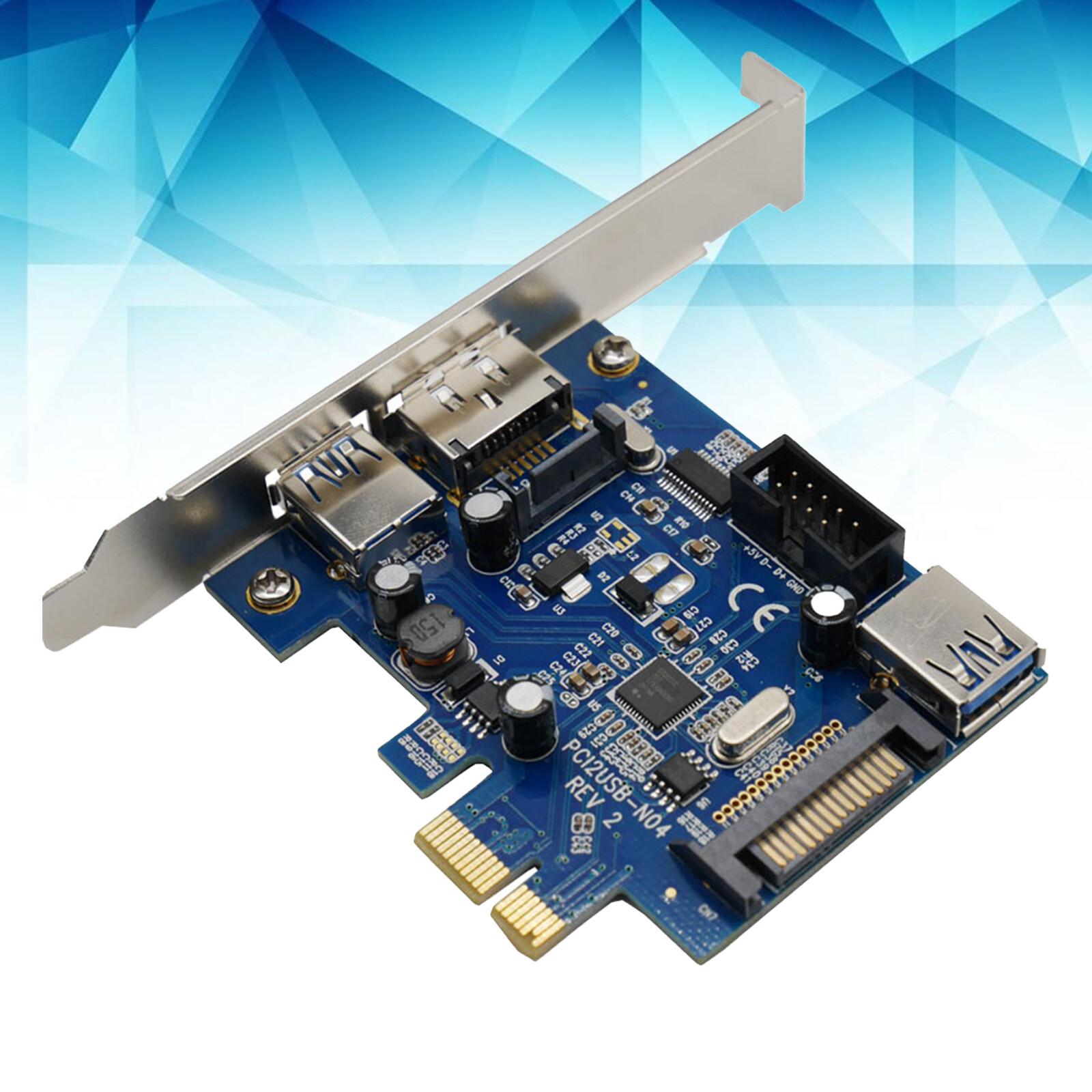 Header Adapter Converter PCI Express PCIE to USB 3.0 + 9Pin USB2.0 + Power eSATA