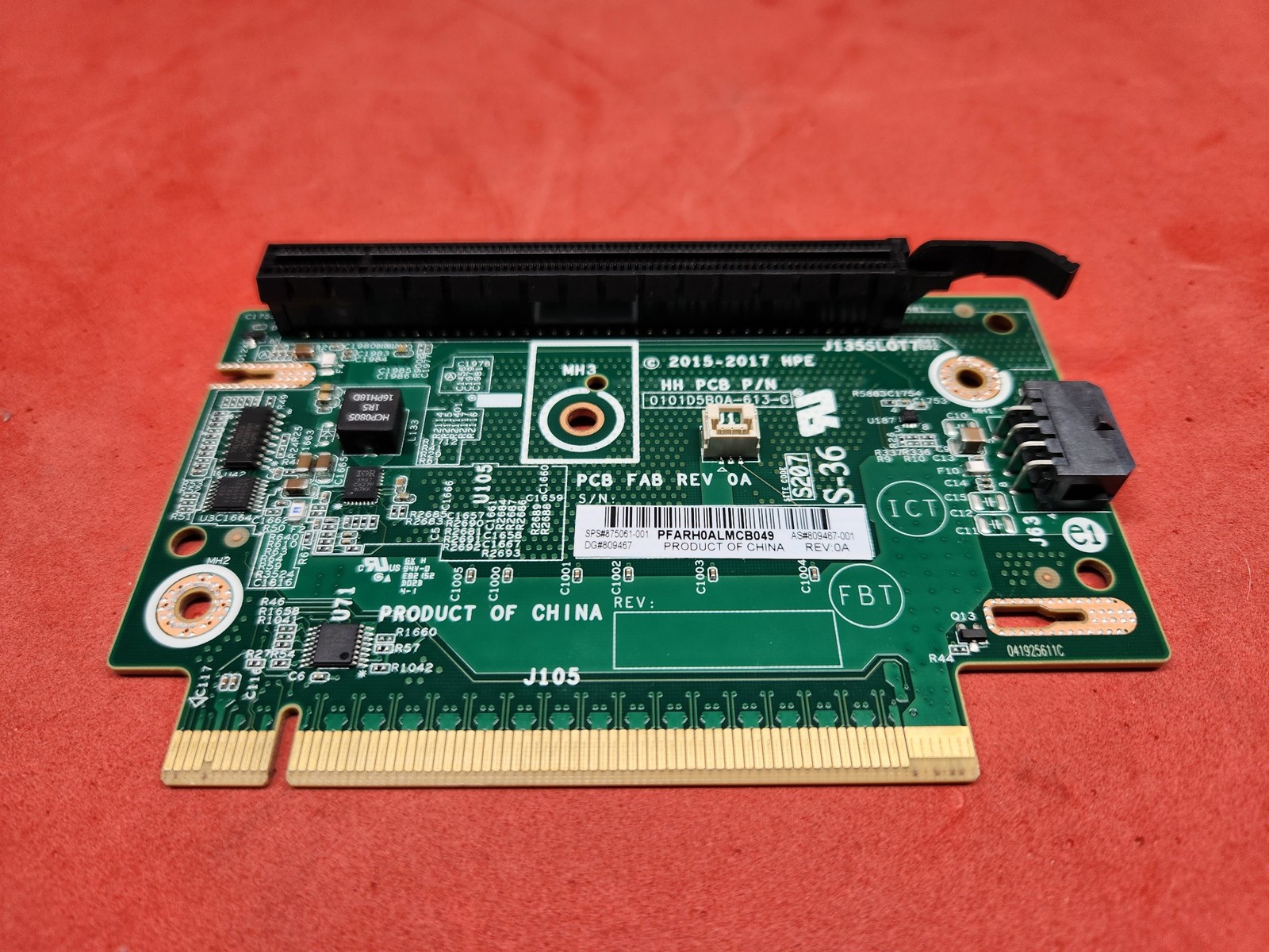 HP 875061-001 DL380 Gen10 1-S x16 PCIe Tertiary Riser Board/Card 809467-001