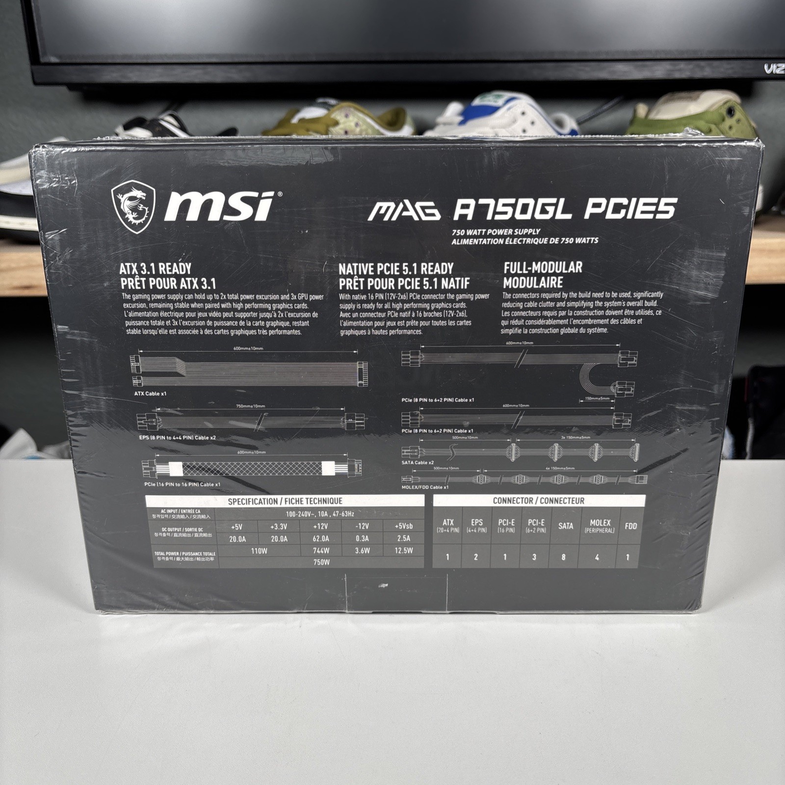 MSI MAG A750GL PCIE 5 750W ATX 3.1 Full Modular 80+ Gold Gaming Power Supply NEW